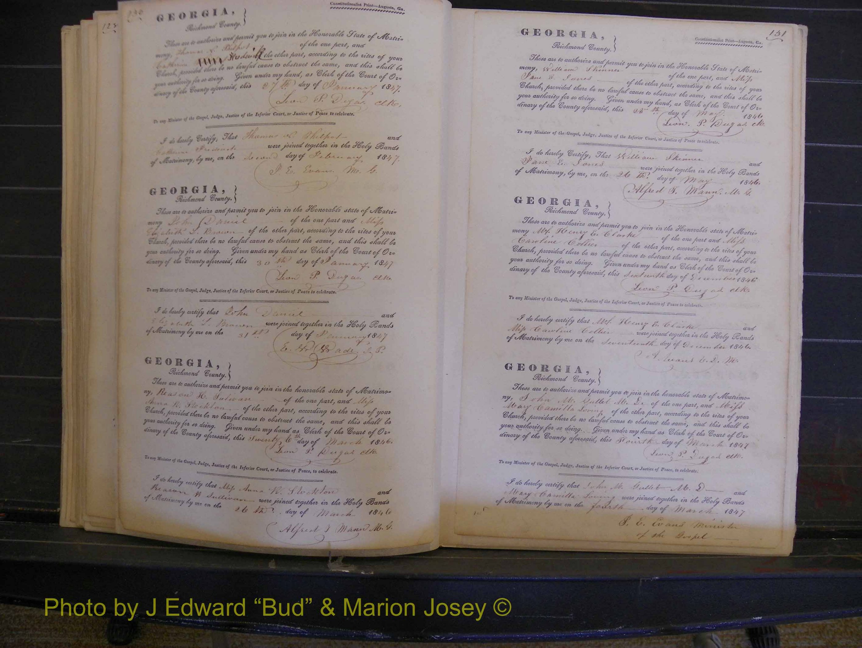 Richmond Marriages, Book B, 1839-1855 P 130-131.JPG
