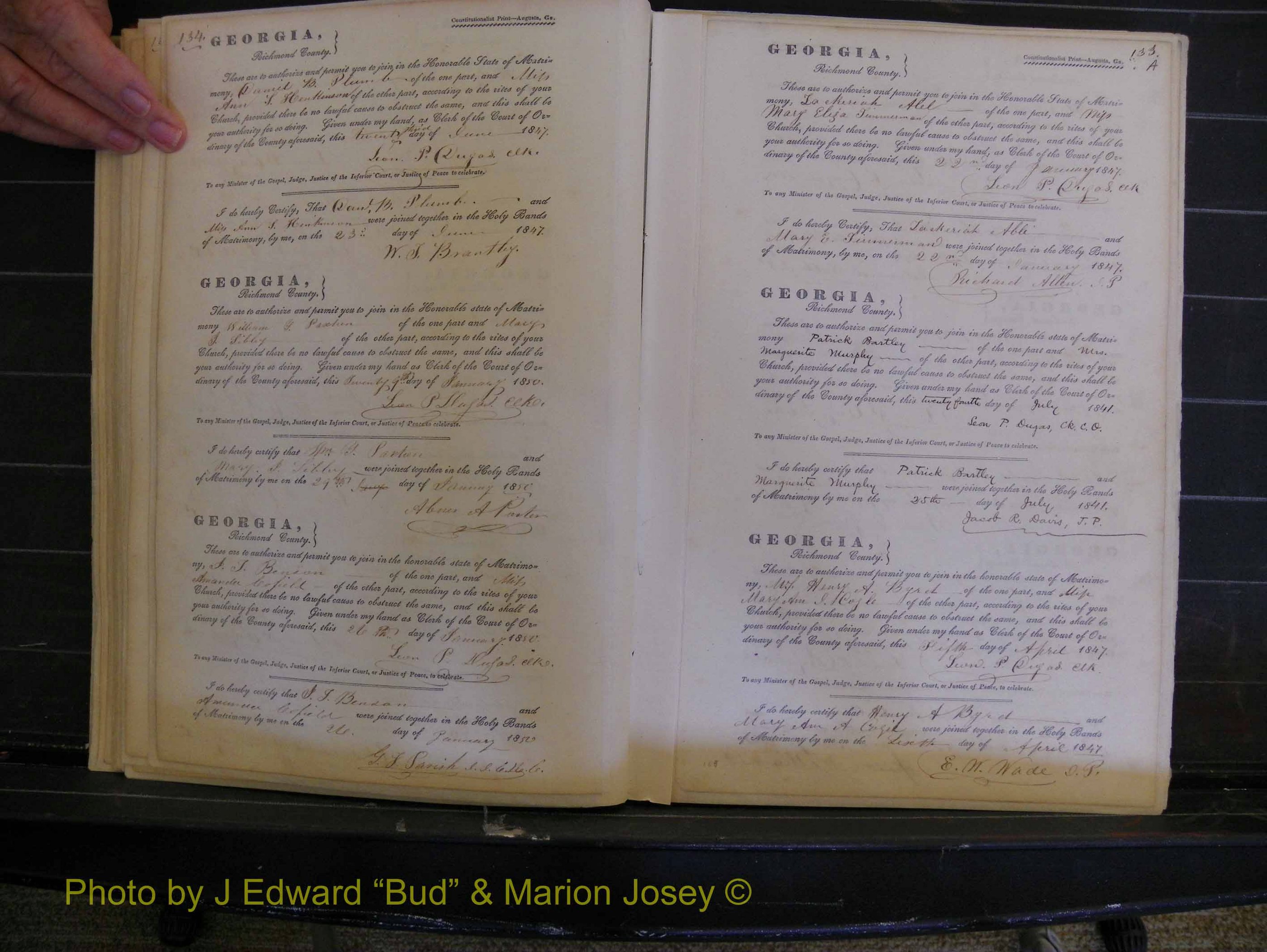 Richmond Marriages, Book B, 1839-1855 P 134-135a.JPG