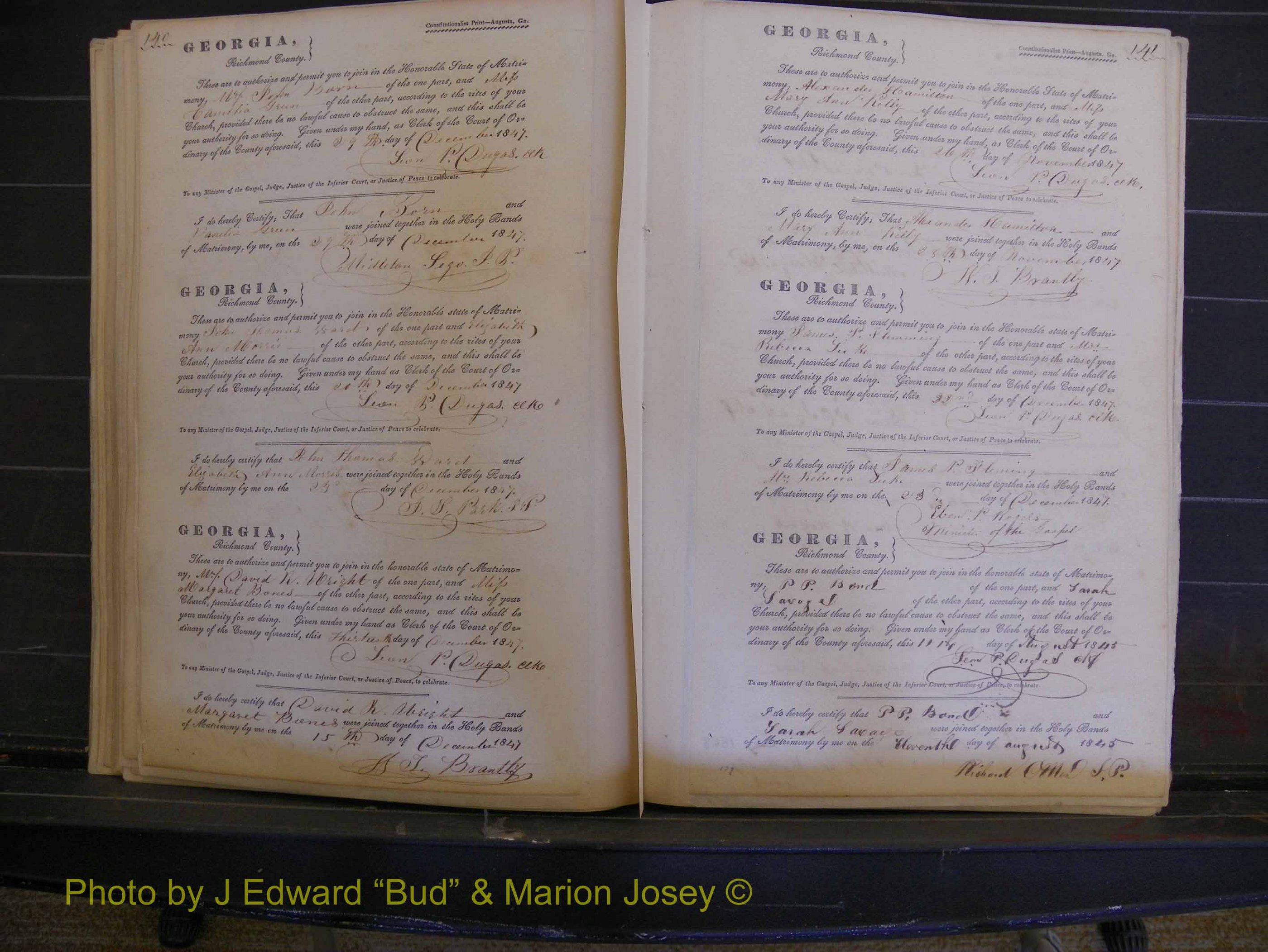 Richmond Marriages, Book B, 1839-1855 P 140-141.JPG