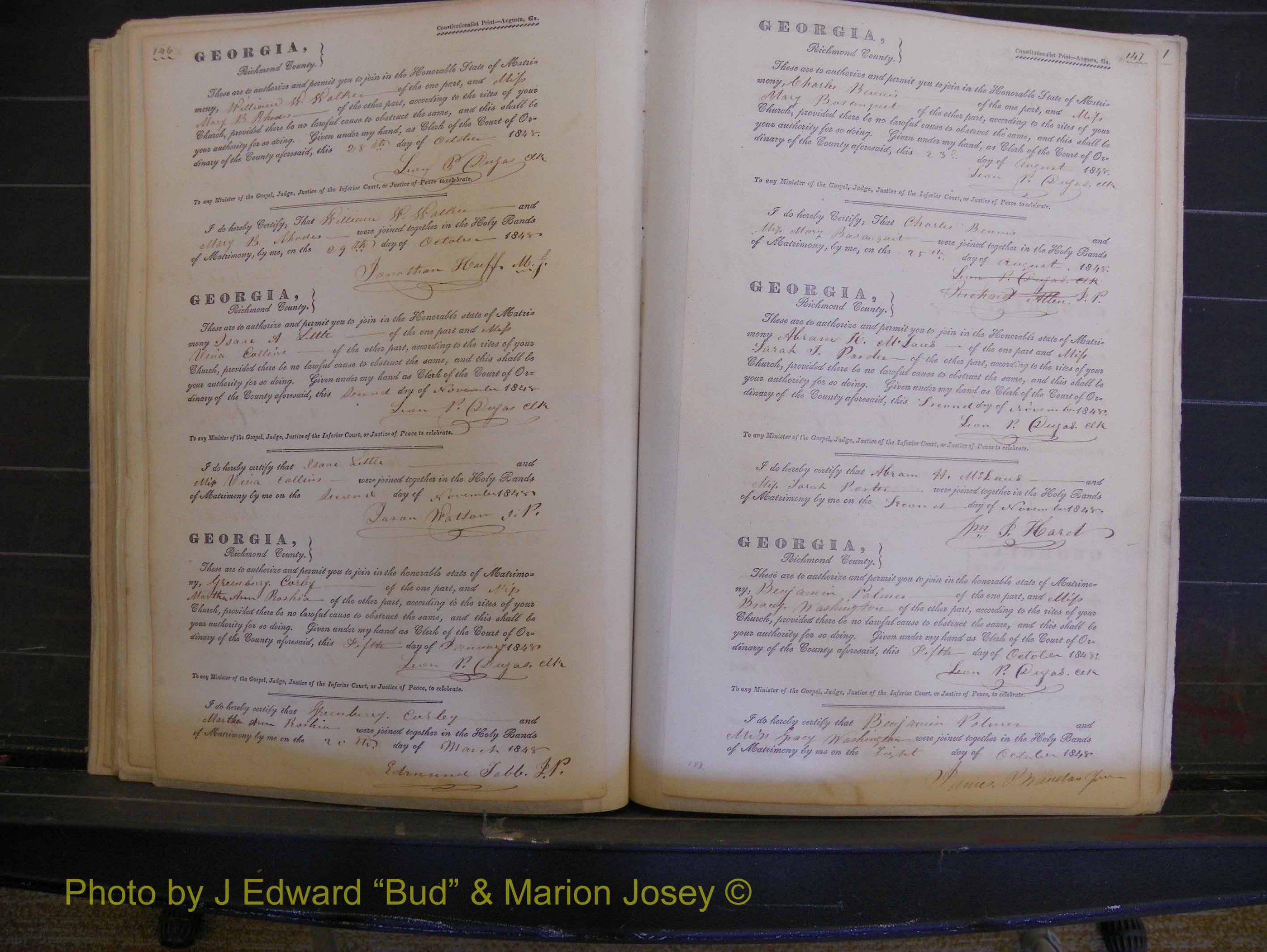Richmond Marriages, Book B, 1839-1855 P 146-147.JPG