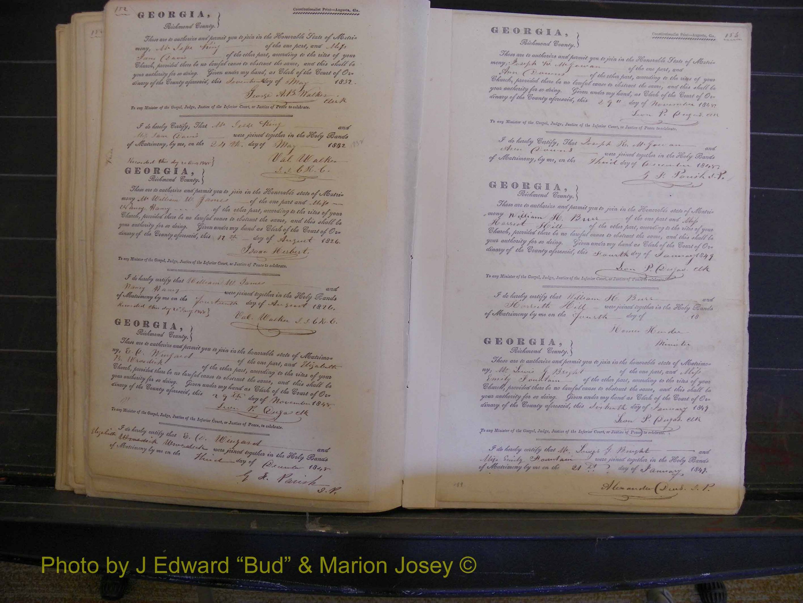 Richmond Marriages, Book B, 1839-1855 P 152-153.JPG