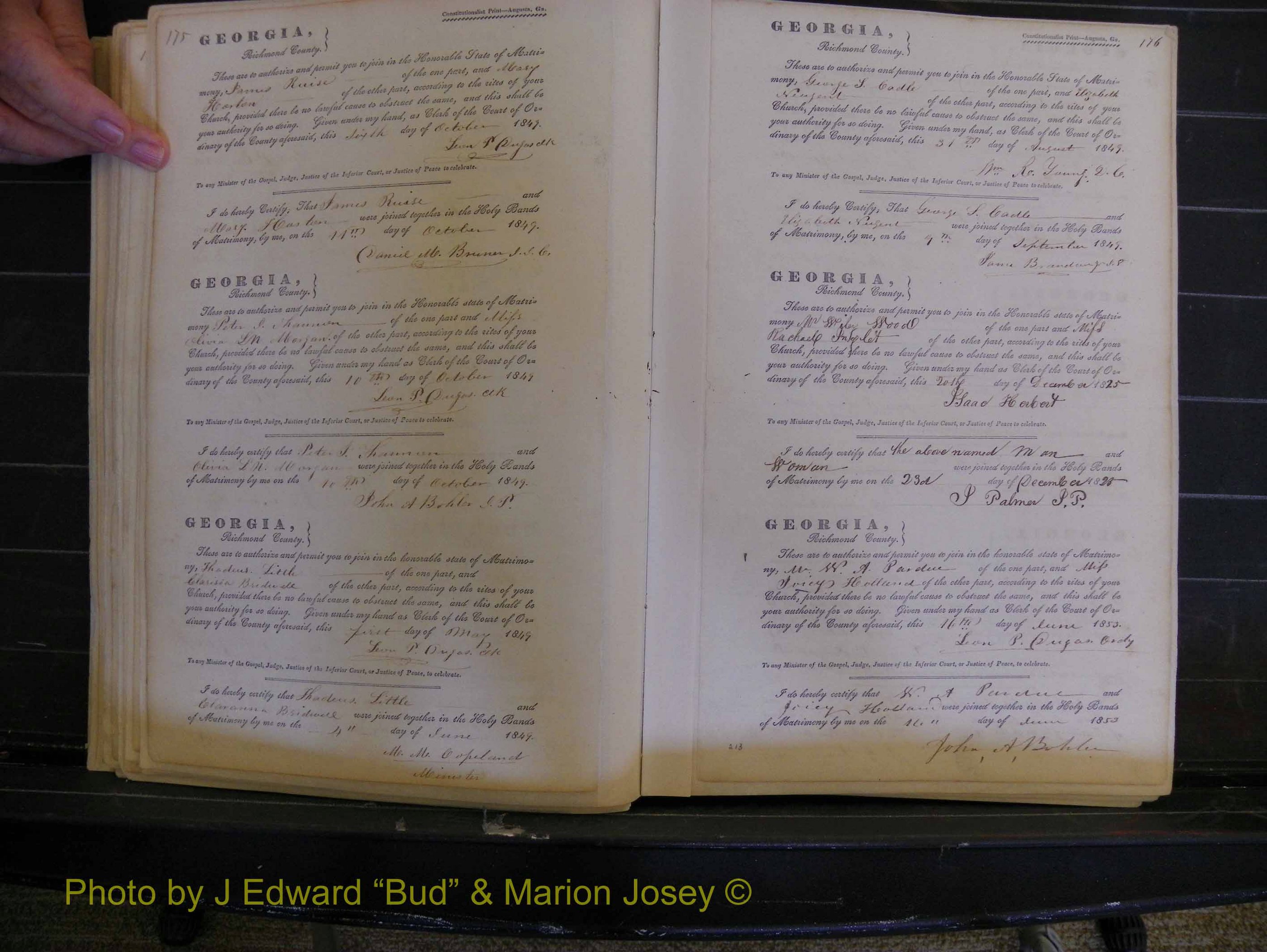Richmond Marriages, Book B, 1839-1855 P 175-176.JPG