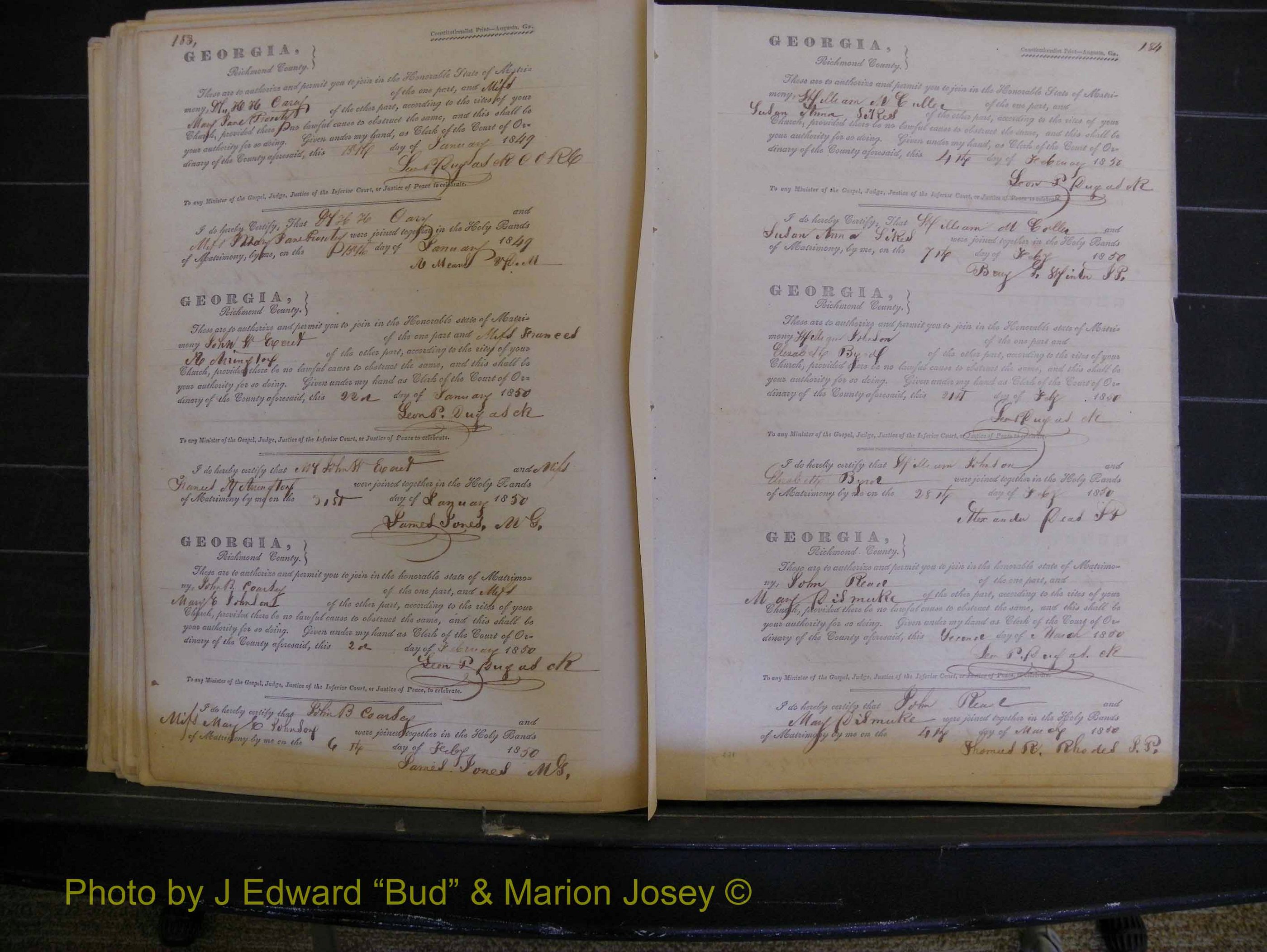 Richmond Marriages, Book B, 1839-1855 P 183-184.JPG