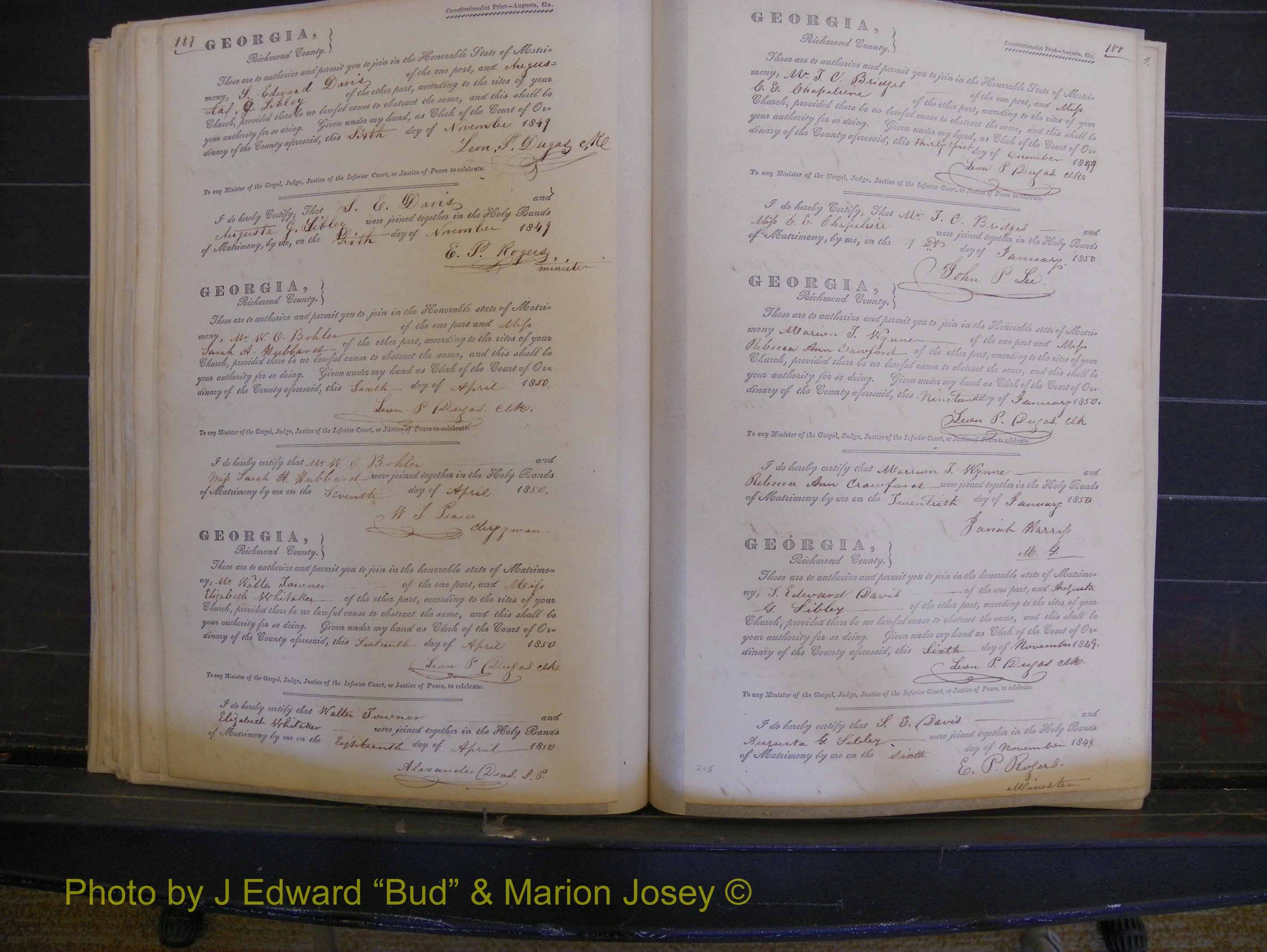 Richmond Marriages, Book B, 1839-1855 P 187-188.JPG