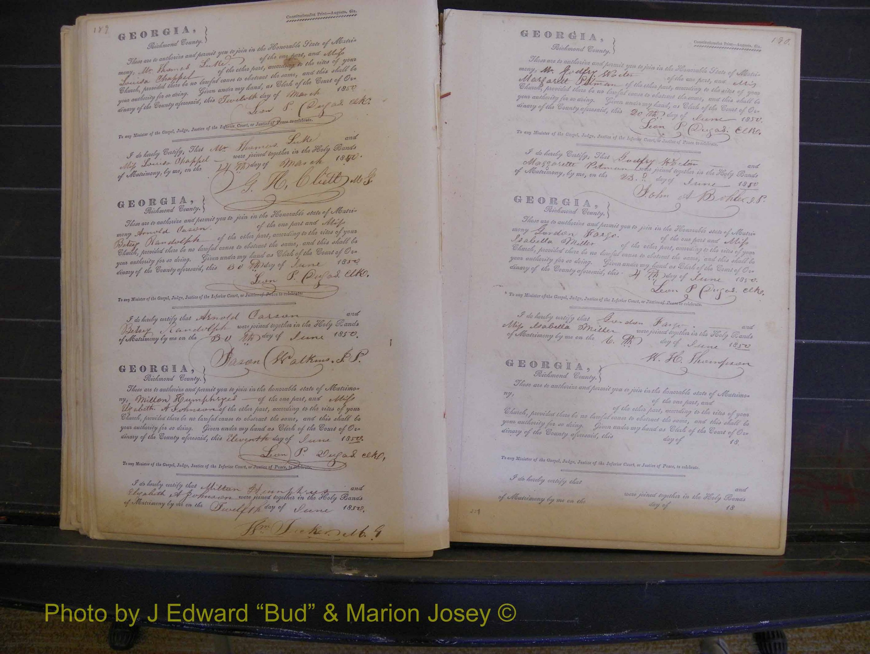 Richmond Marriages, Book B, 1839-1855 P 189-190.JPG