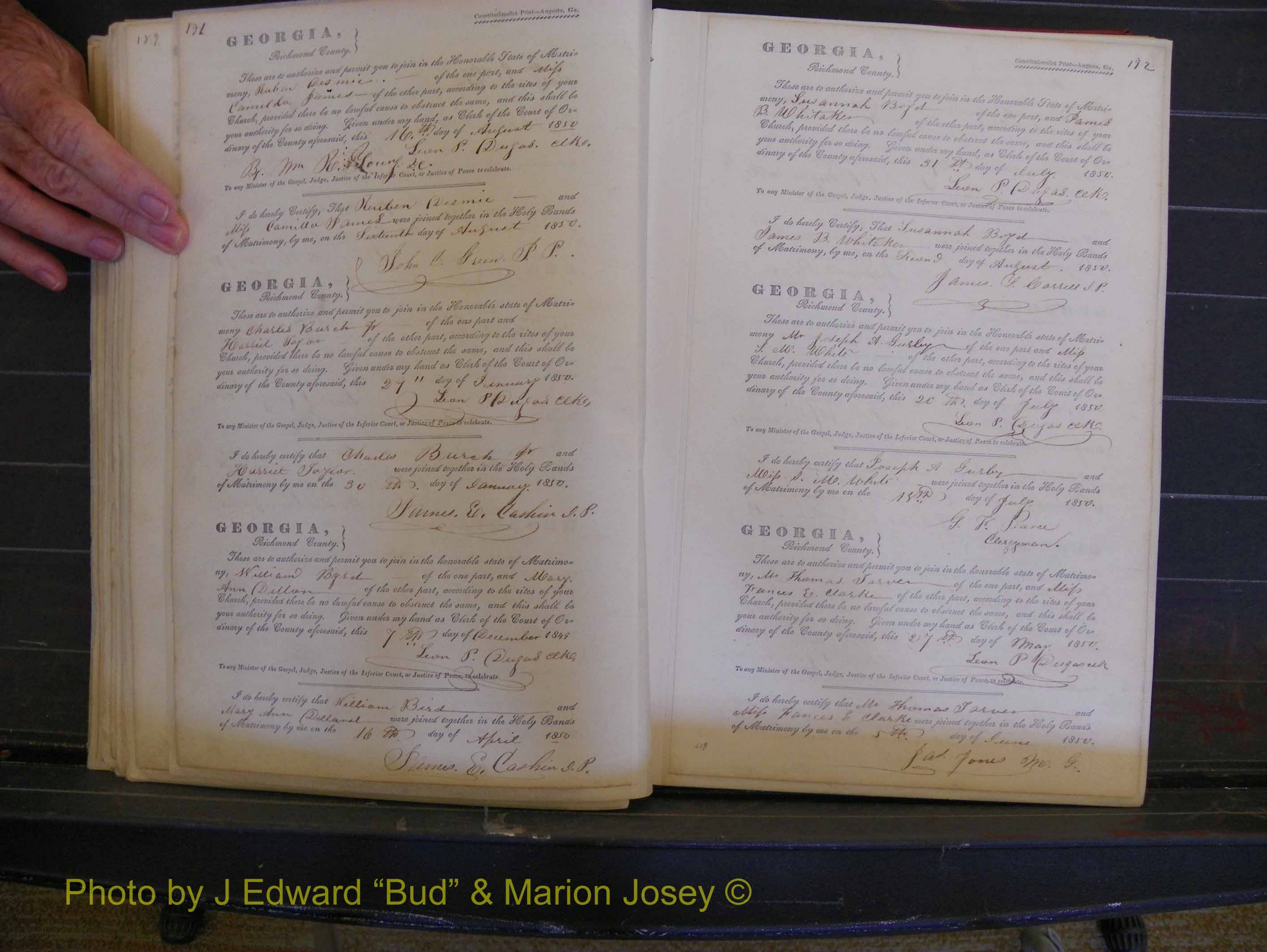 Richmond Marriages, Book B, 1839-1855 P 191-192.JPG