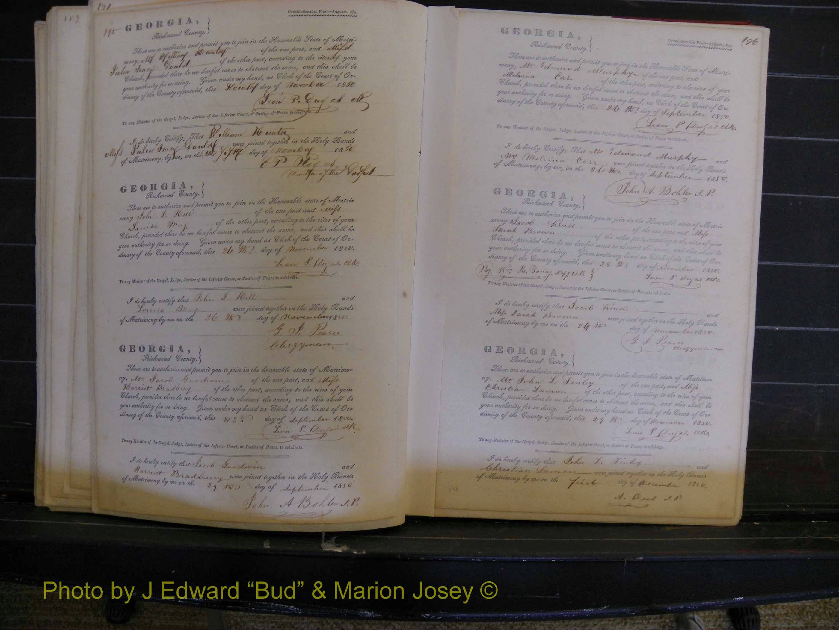 Richmond Marriages, Book B, 1839-1855 P 195-196.JPG