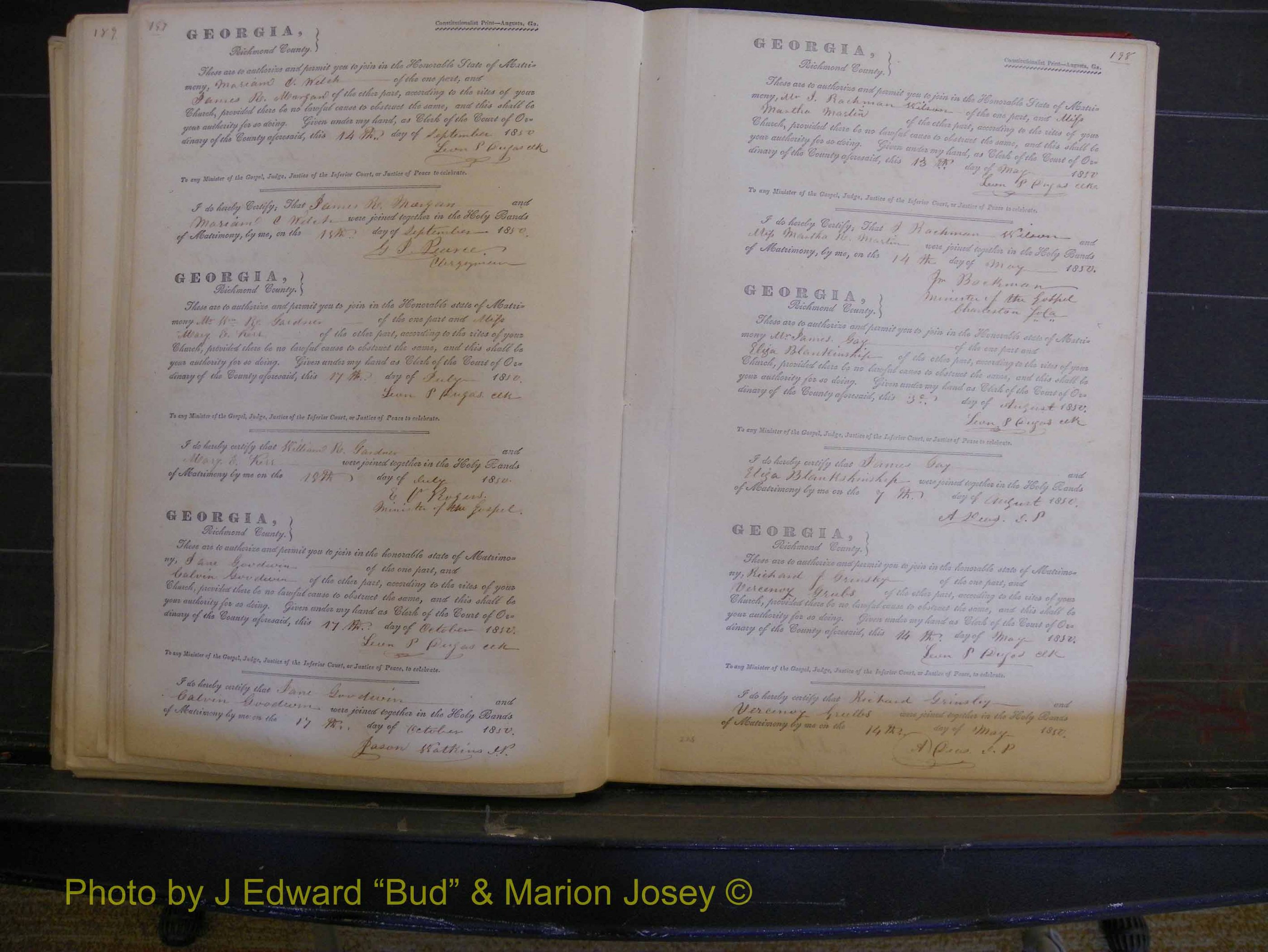 Richmond Marriages, Book B, 1839-1855 P 197-198.JPG