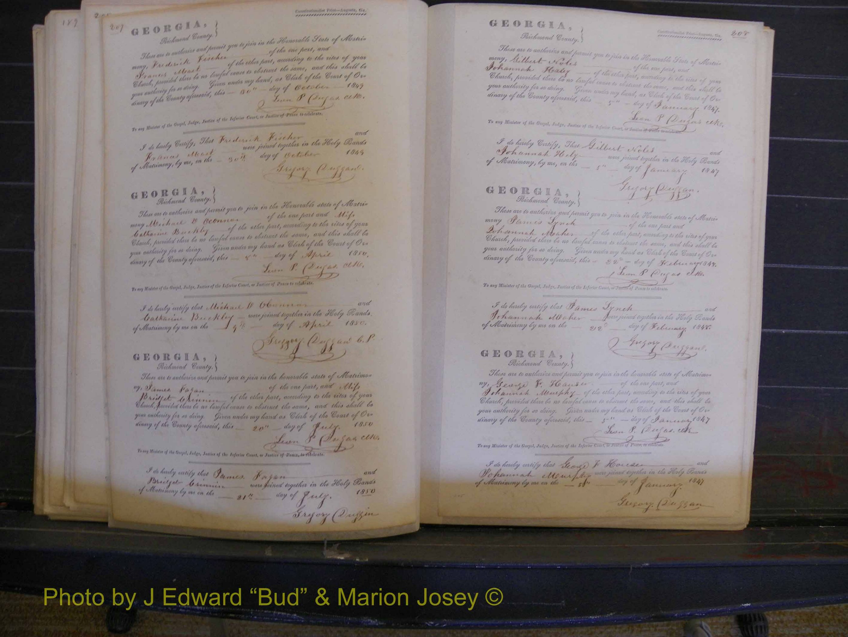 Richmond Marriages, Book B, 1839-1855 P 207-208.JPG
