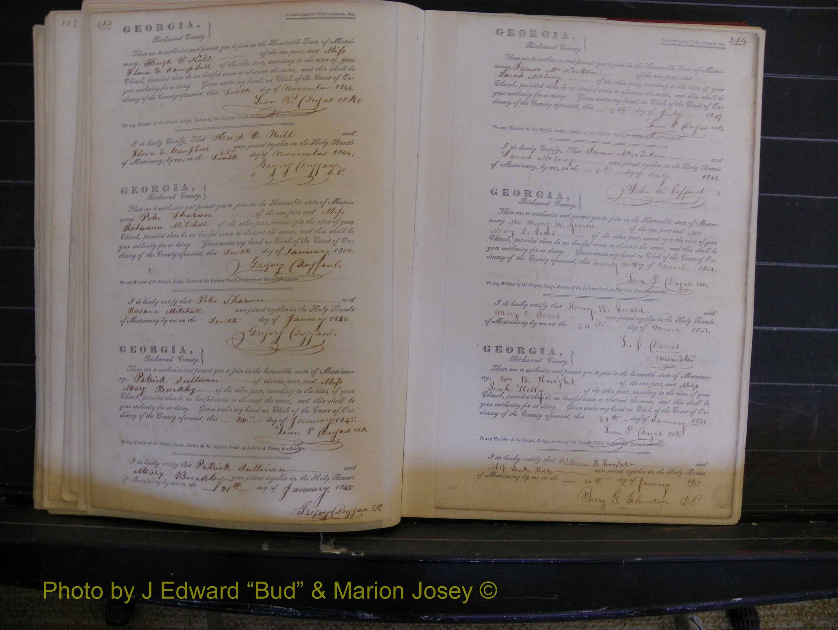 Richmond Marriages, Book B, 1839-1855 P 213-214.JPG