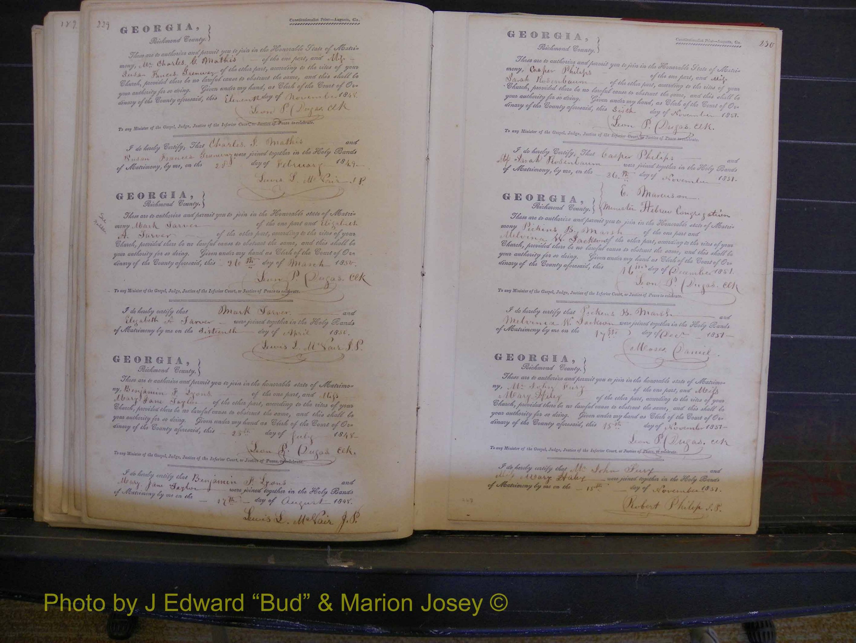 Richmond Marriages, Book B, 1839-1855 P 229-230.JPG
