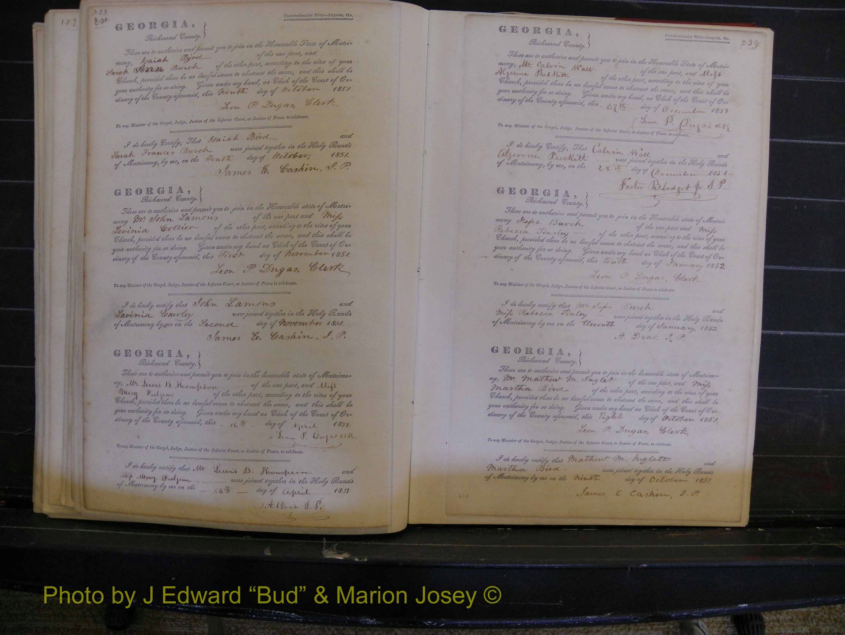 Richmond Marriages, Book B, 1839-1855 P 233-234.JPG