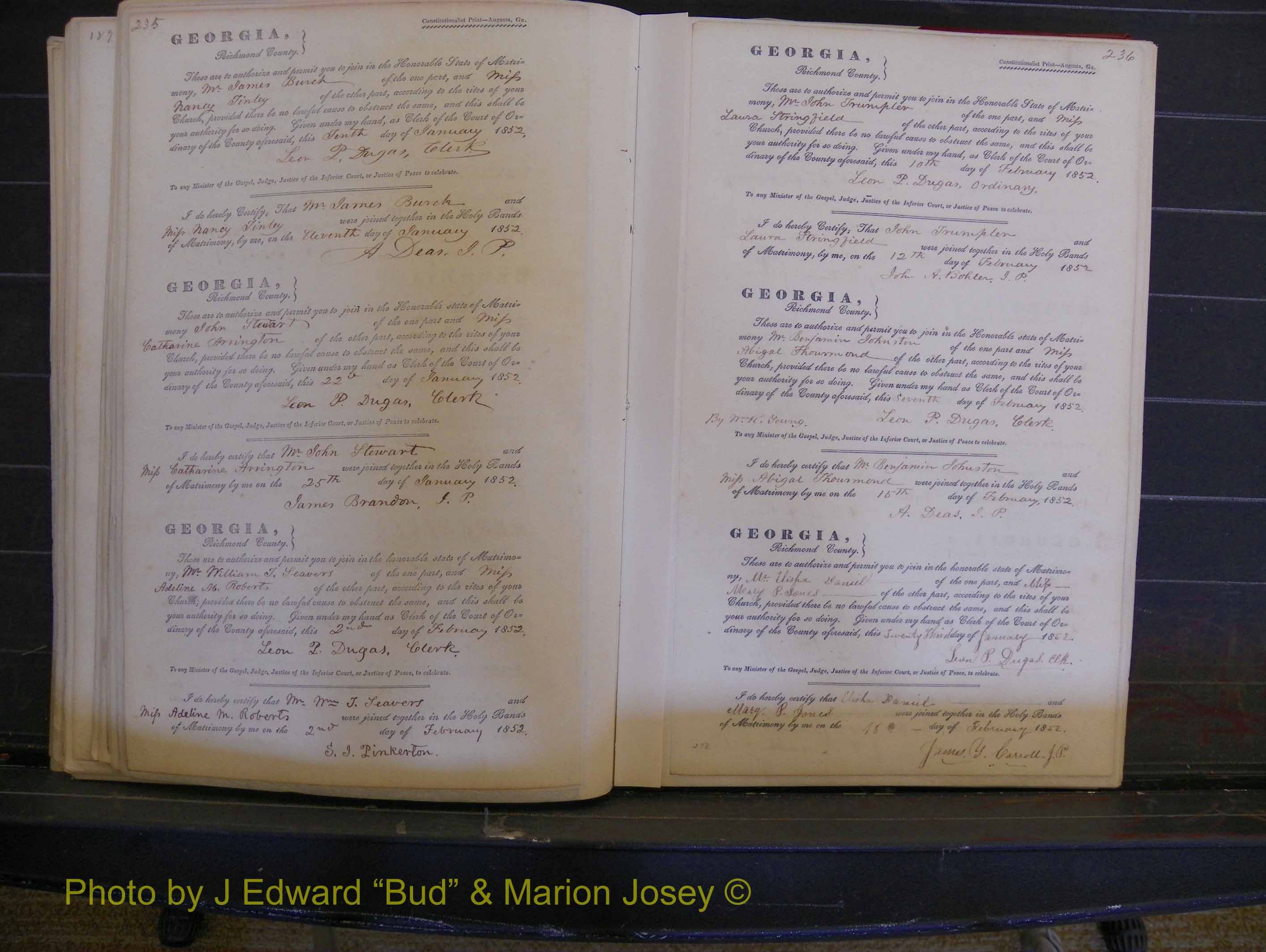 Richmond Marriages, Book B, 1839-1855 P 235-236.JPG