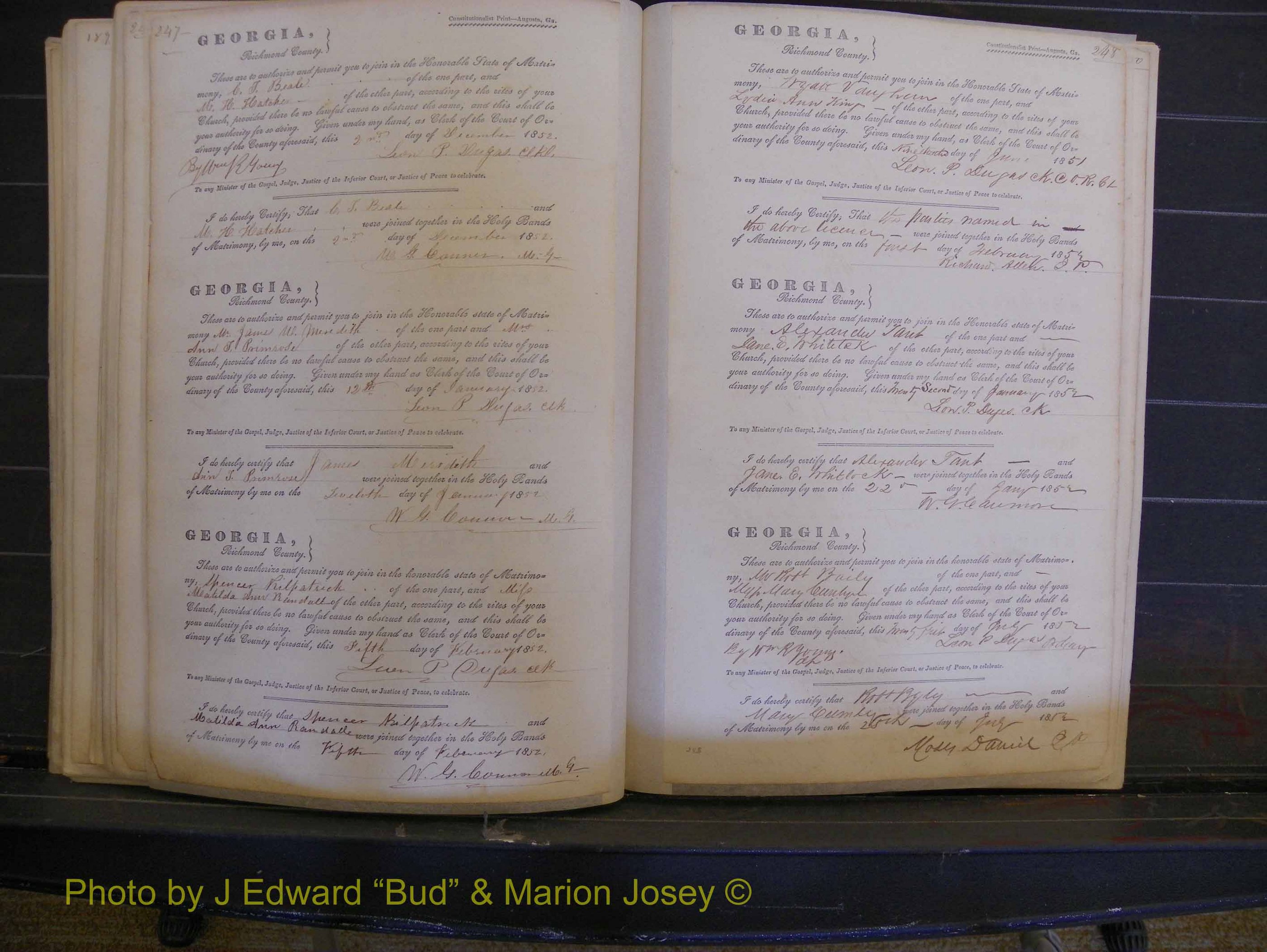 Richmond Marriages, Book B, 1839-1855 P 247-248.JPG