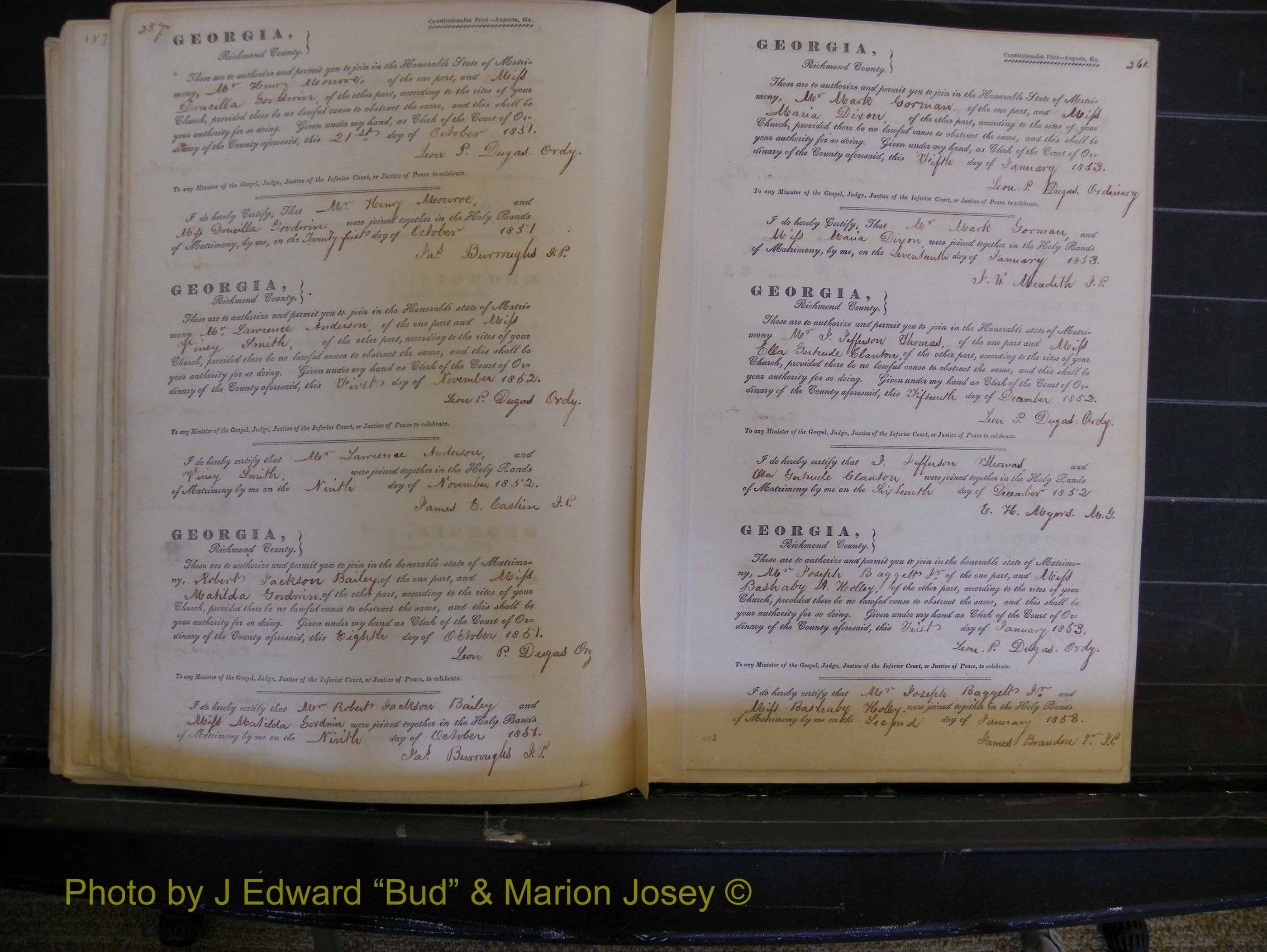 Richmond Marriages, Book B, 1839-1855 P 260-261.JPG