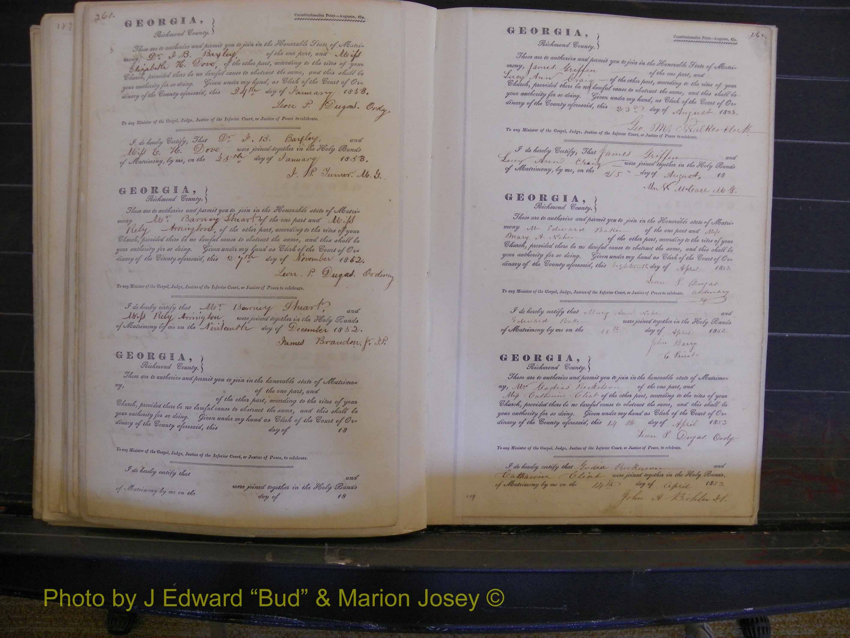 Richmond Marriages, Book B, 1839-1855 P 261-262.JPG