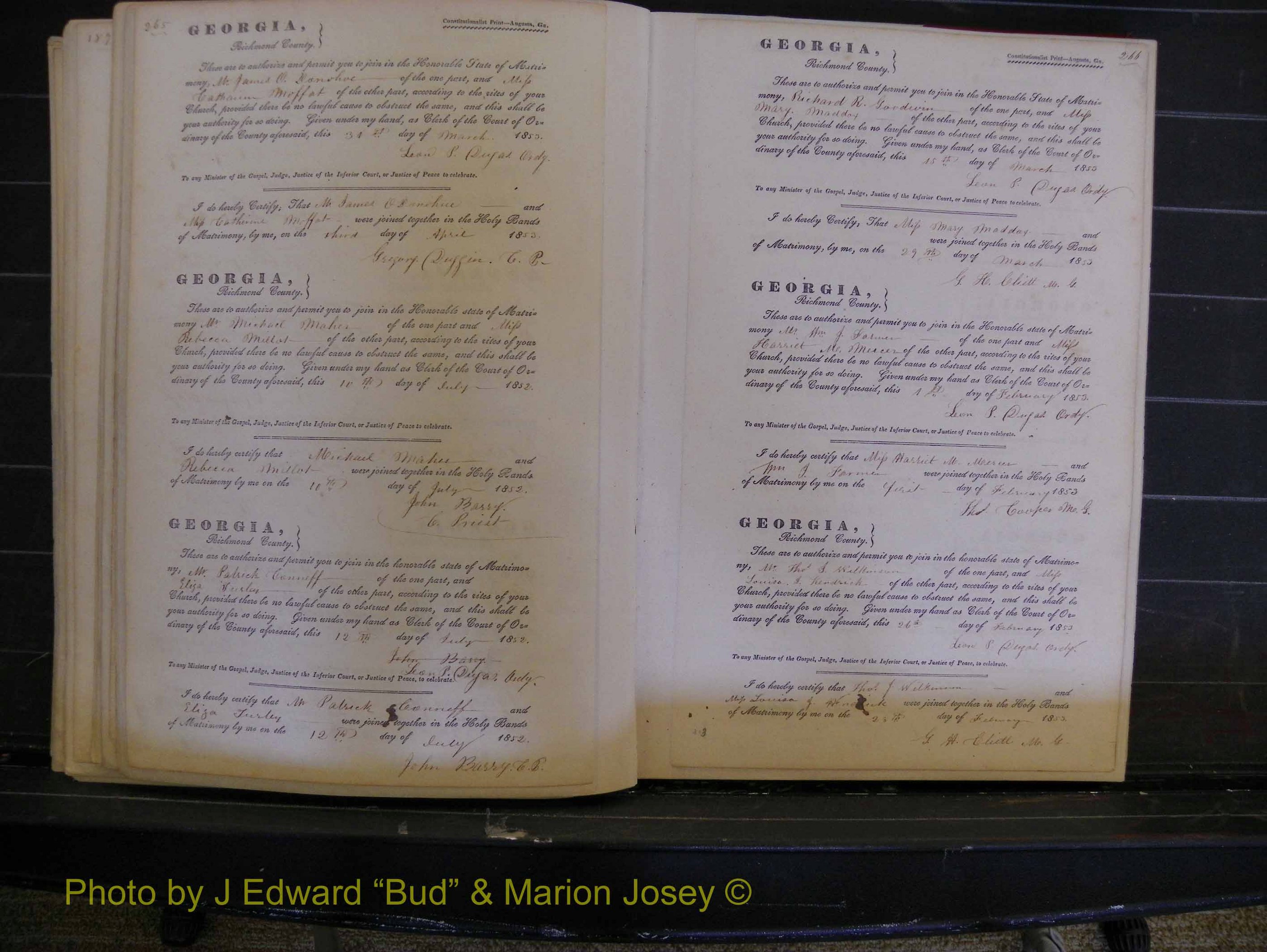 Richmond Marriages, Book B, 1839-1855 P 265-266.JPG