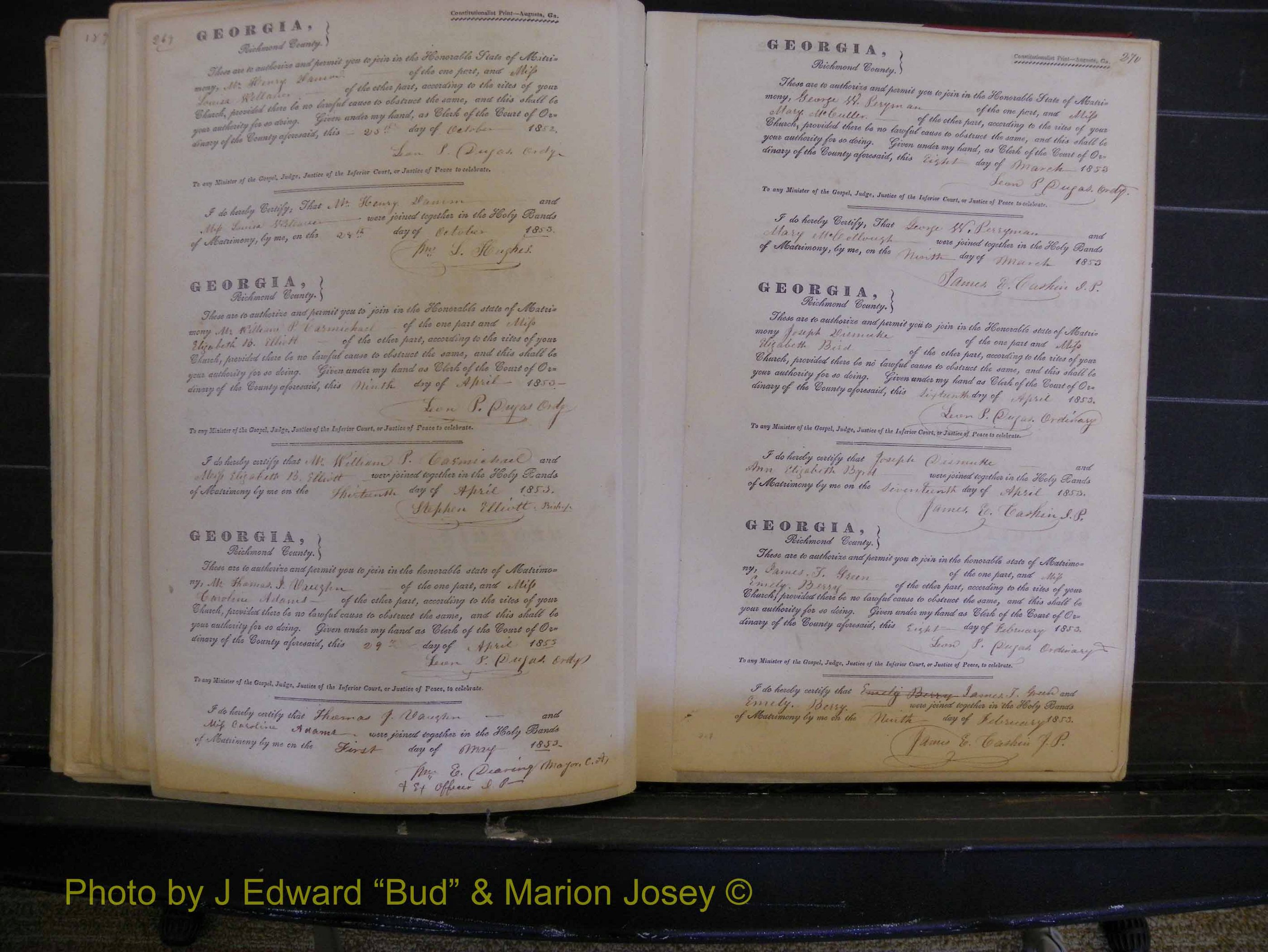 Richmond Marriages, Book B, 1839-1855 P 269-270.JPG