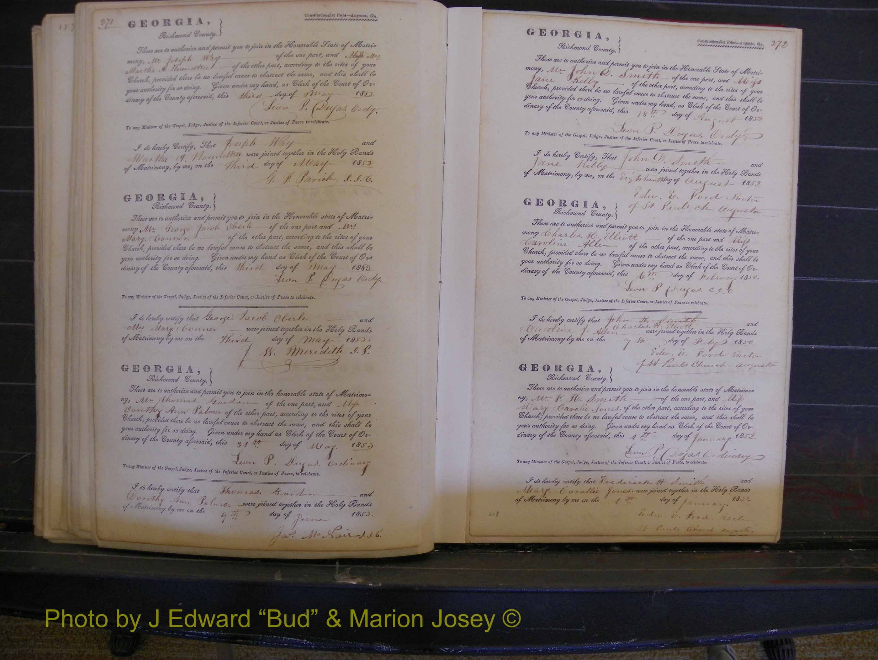 Richmond Marriages, Book B, 1839-1855 P 271-272.JPG