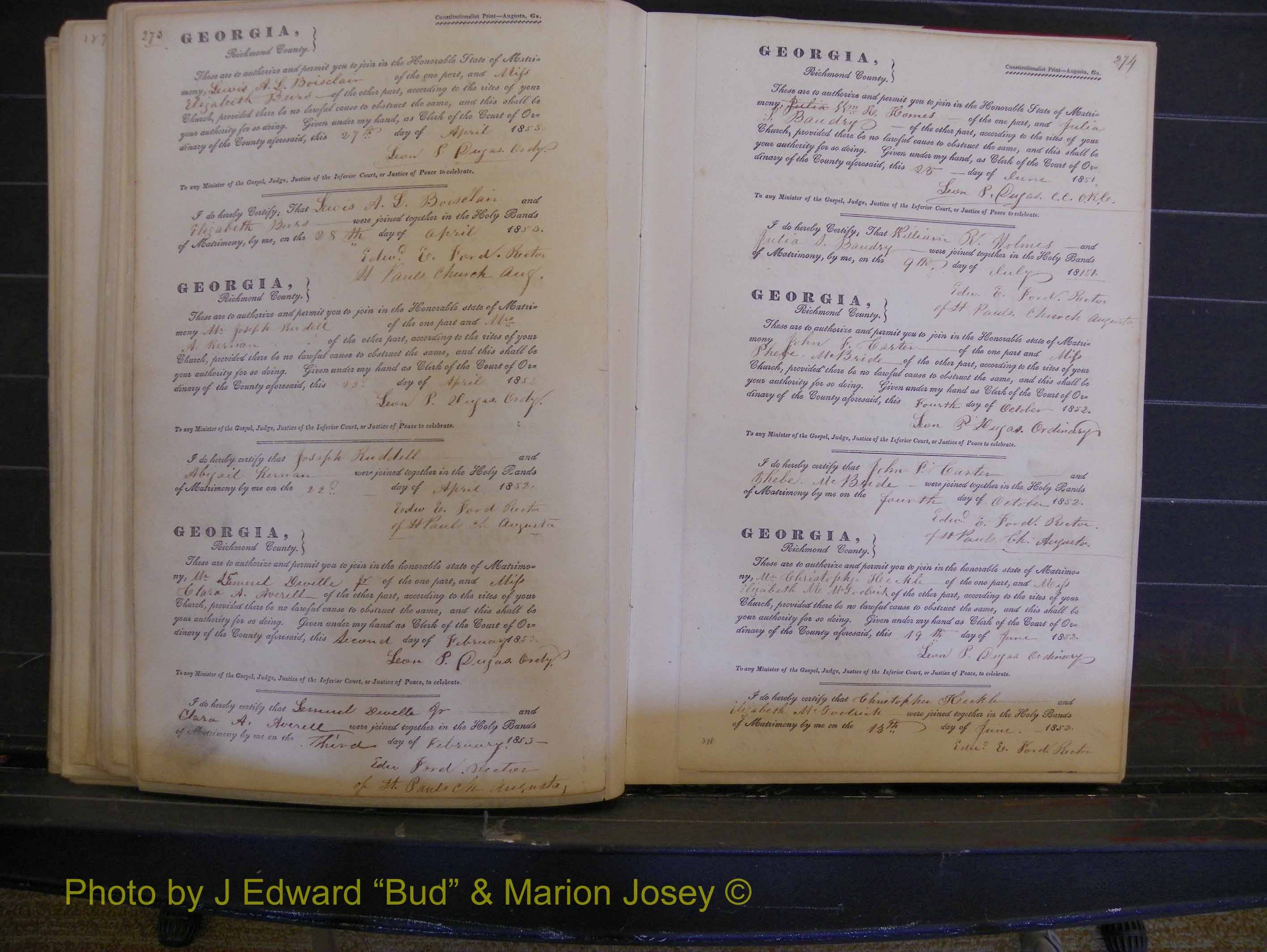 Richmond Marriages, Book B, 1839-1855 P 273-274.JPG