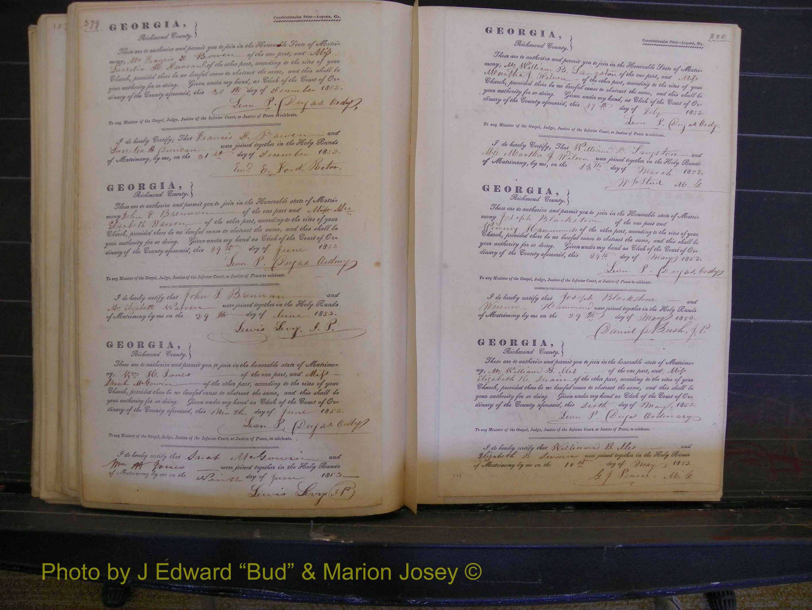 Richmond Marriages, Book B, 1839-1855 P 279-280.JPG