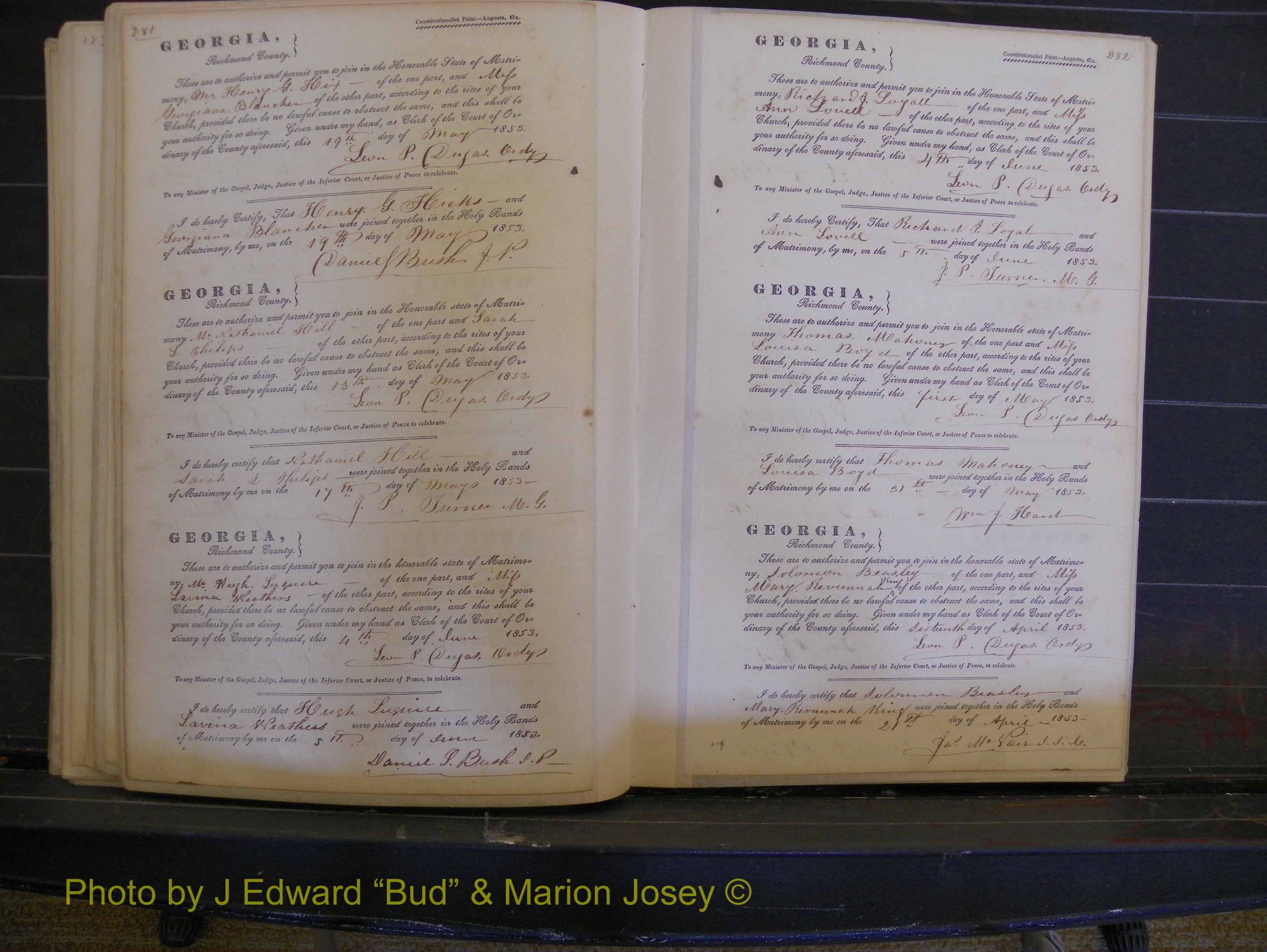 Richmond Marriages, Book B, 1839-1855 P 281-282.JPG