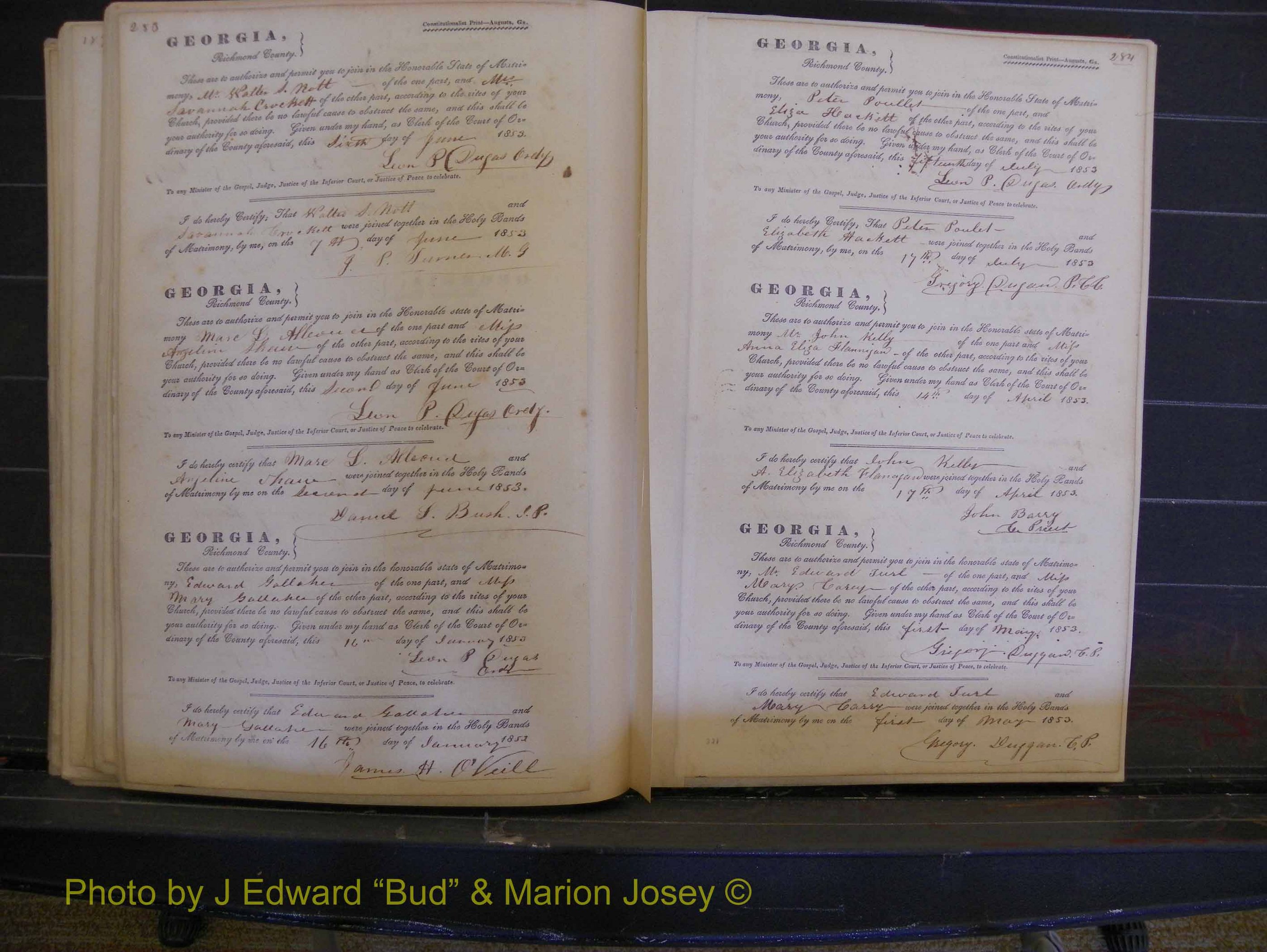 Richmond Marriages, Book B, 1839-1855 P 283-284.JPG