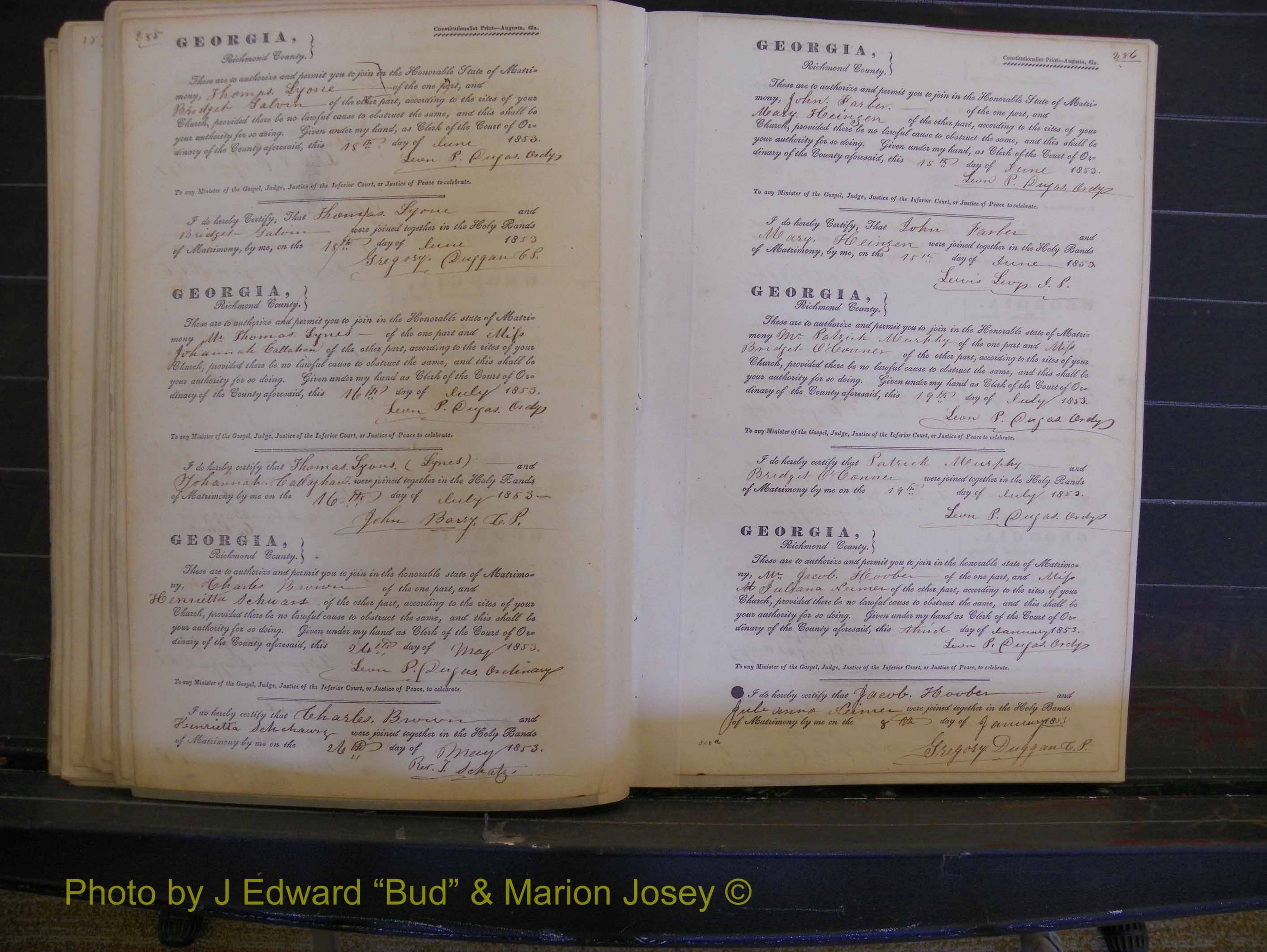 Richmond Marriages, Book B, 1839-1855 P 285-286.JPG