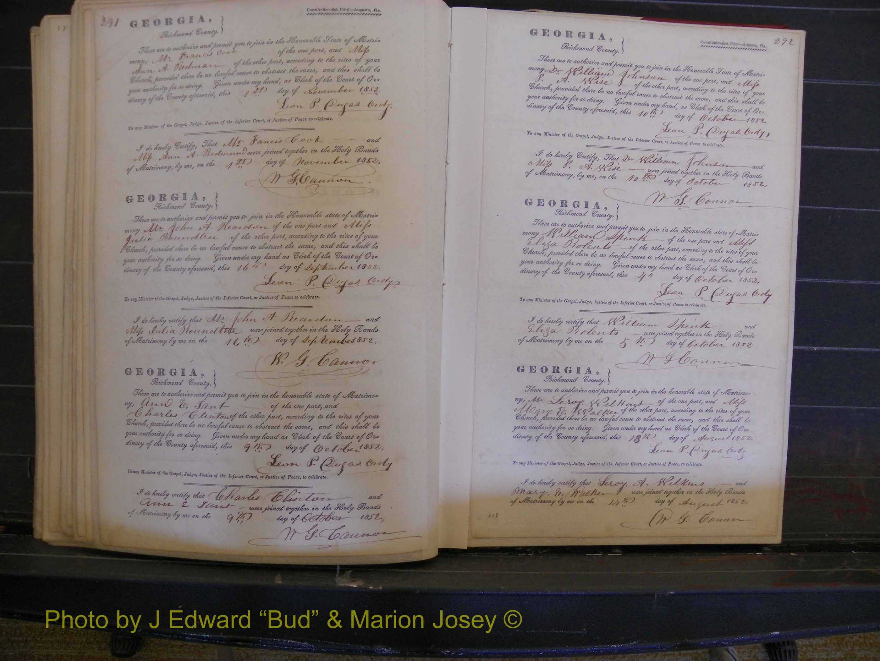 Richmond Marriages, Book B, 1839-1855 P 291-292.JPG