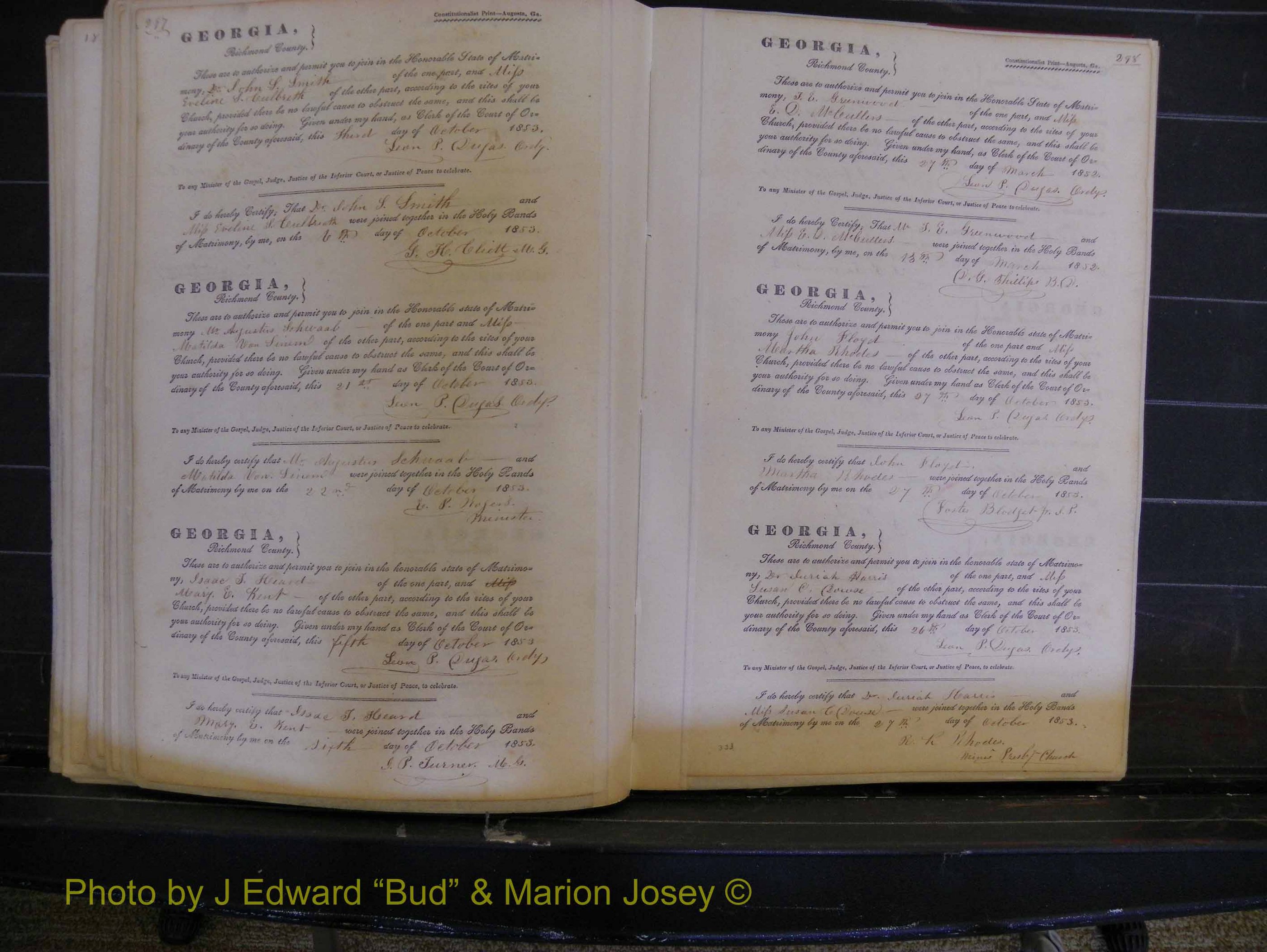 Richmond Marriages, Book B, 1839-1855 P 297-298.JPG