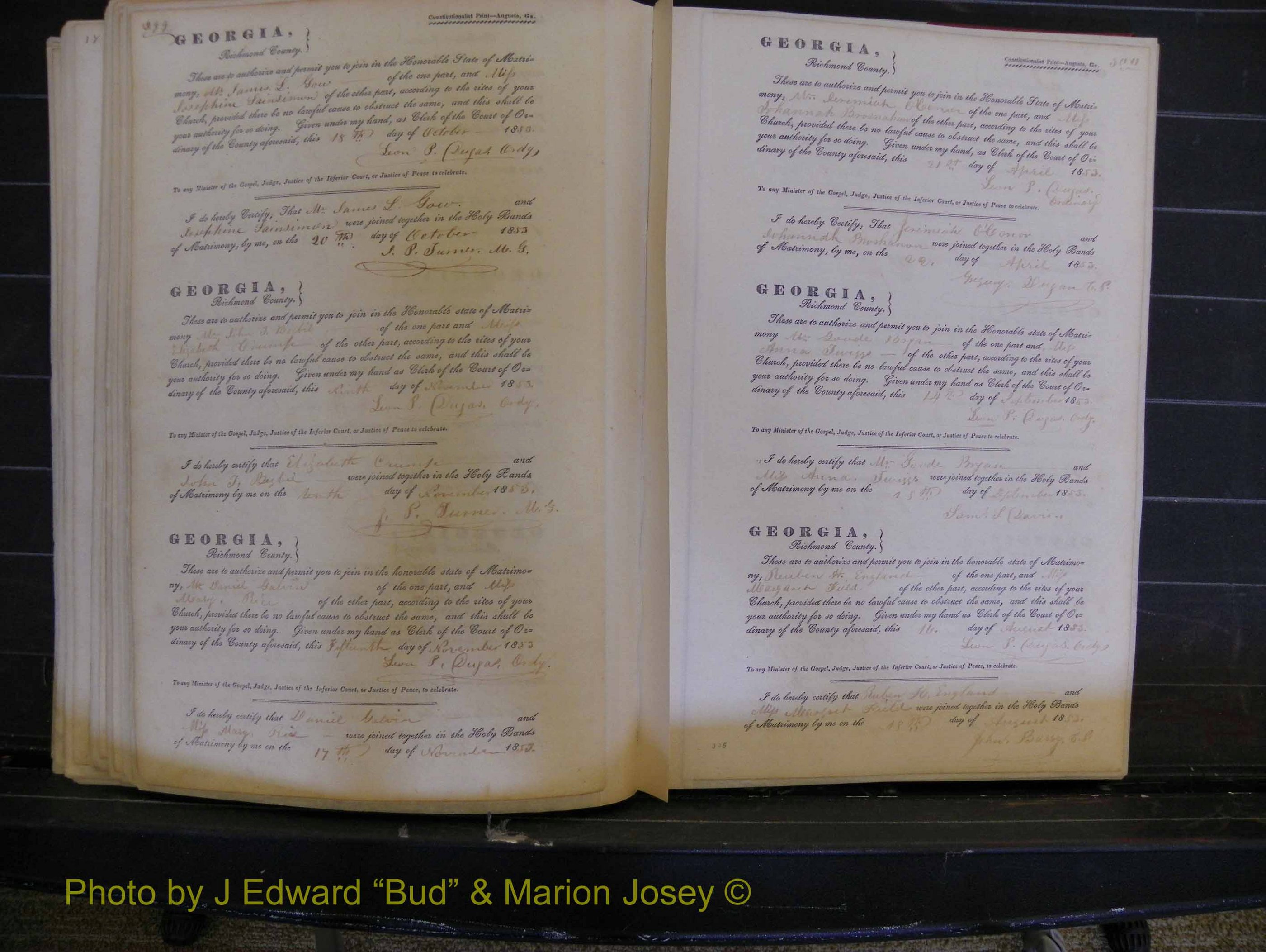 Richmond Marriages, Book B, 1839-1855 P 299-300.JPG