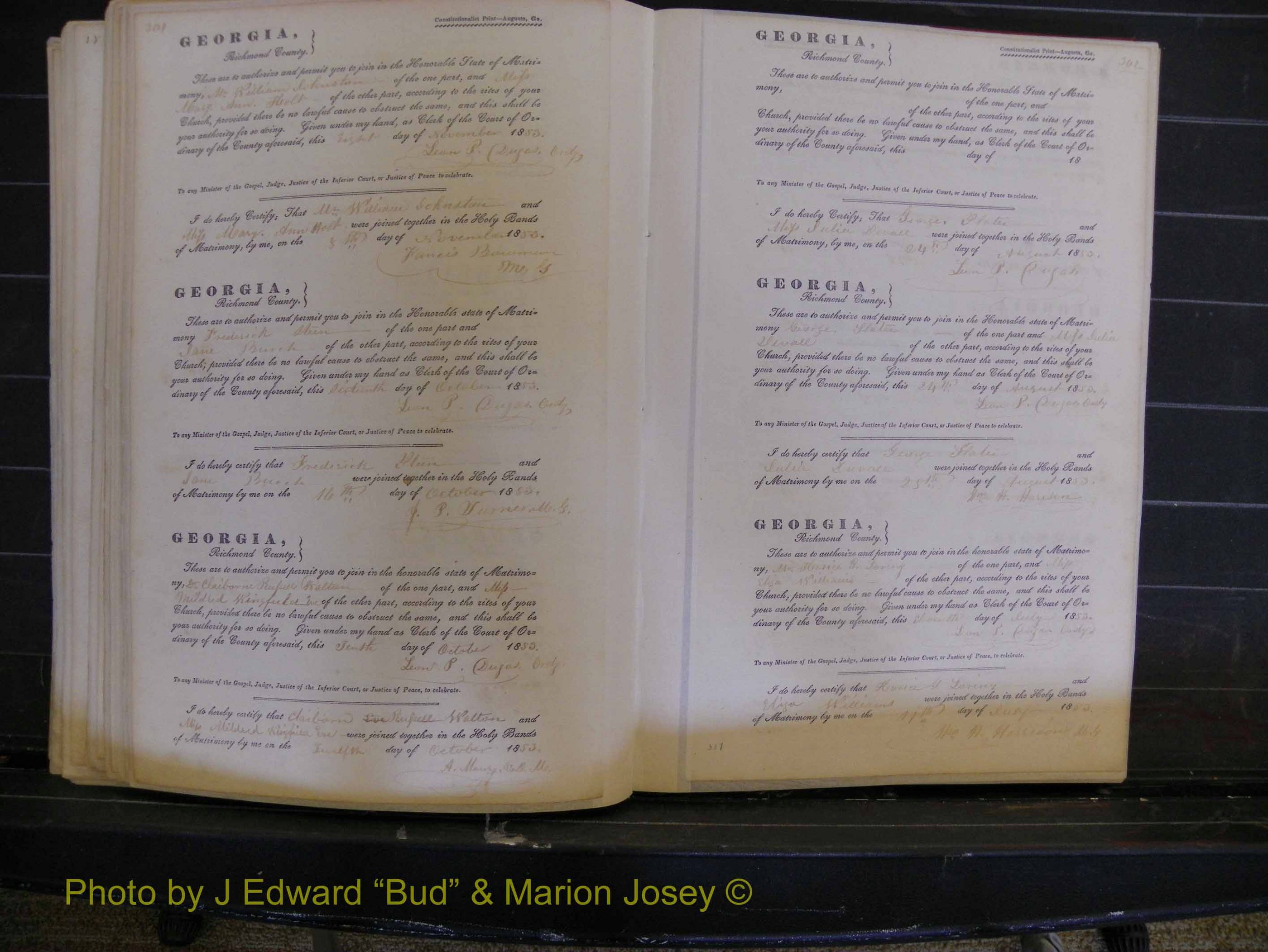 Richmond Marriages, Book B, 1839-1855 P 301-302.JPG