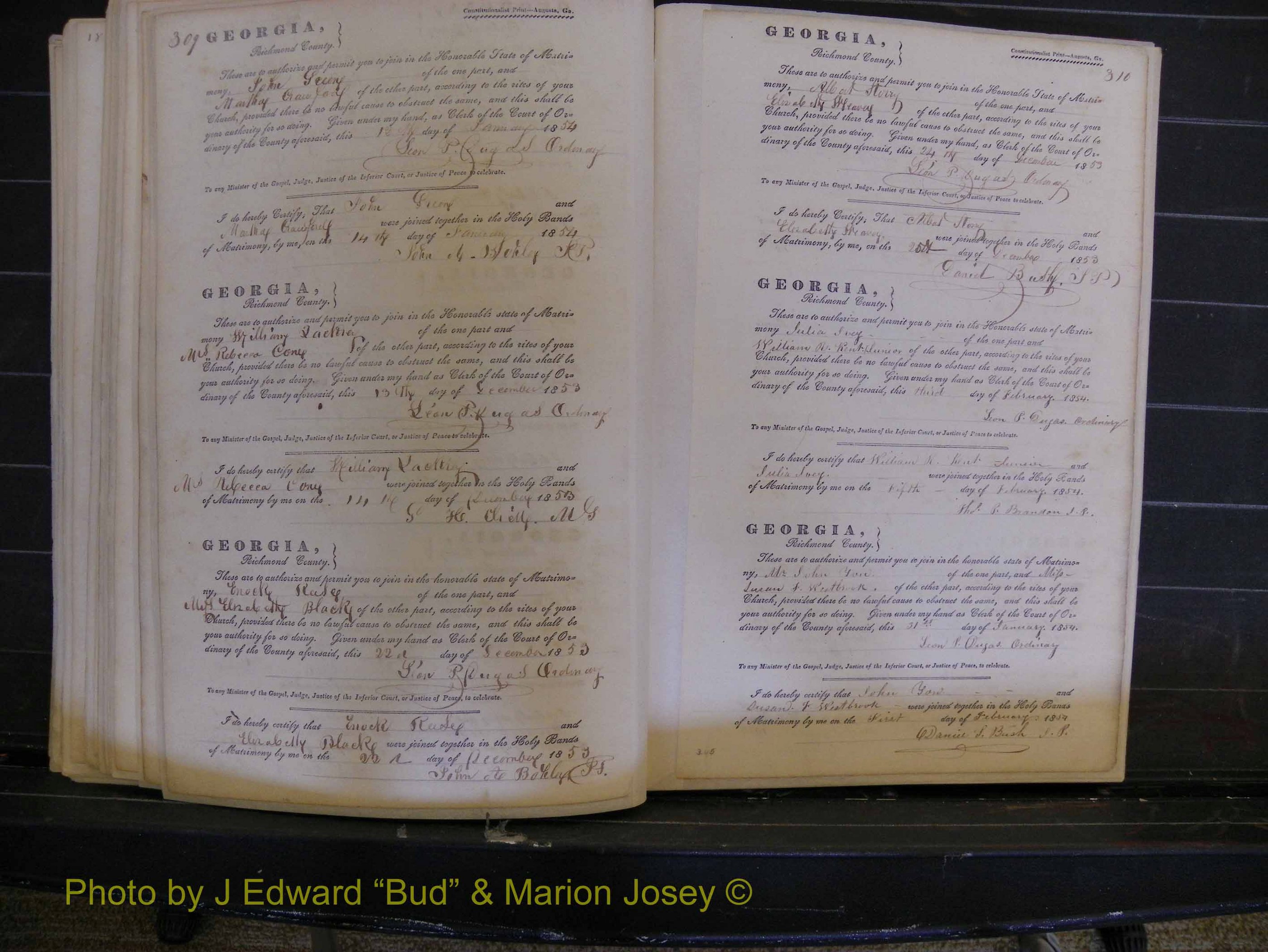 Richmond Marriages, Book B, 1839-1855 P 309-310.JPG