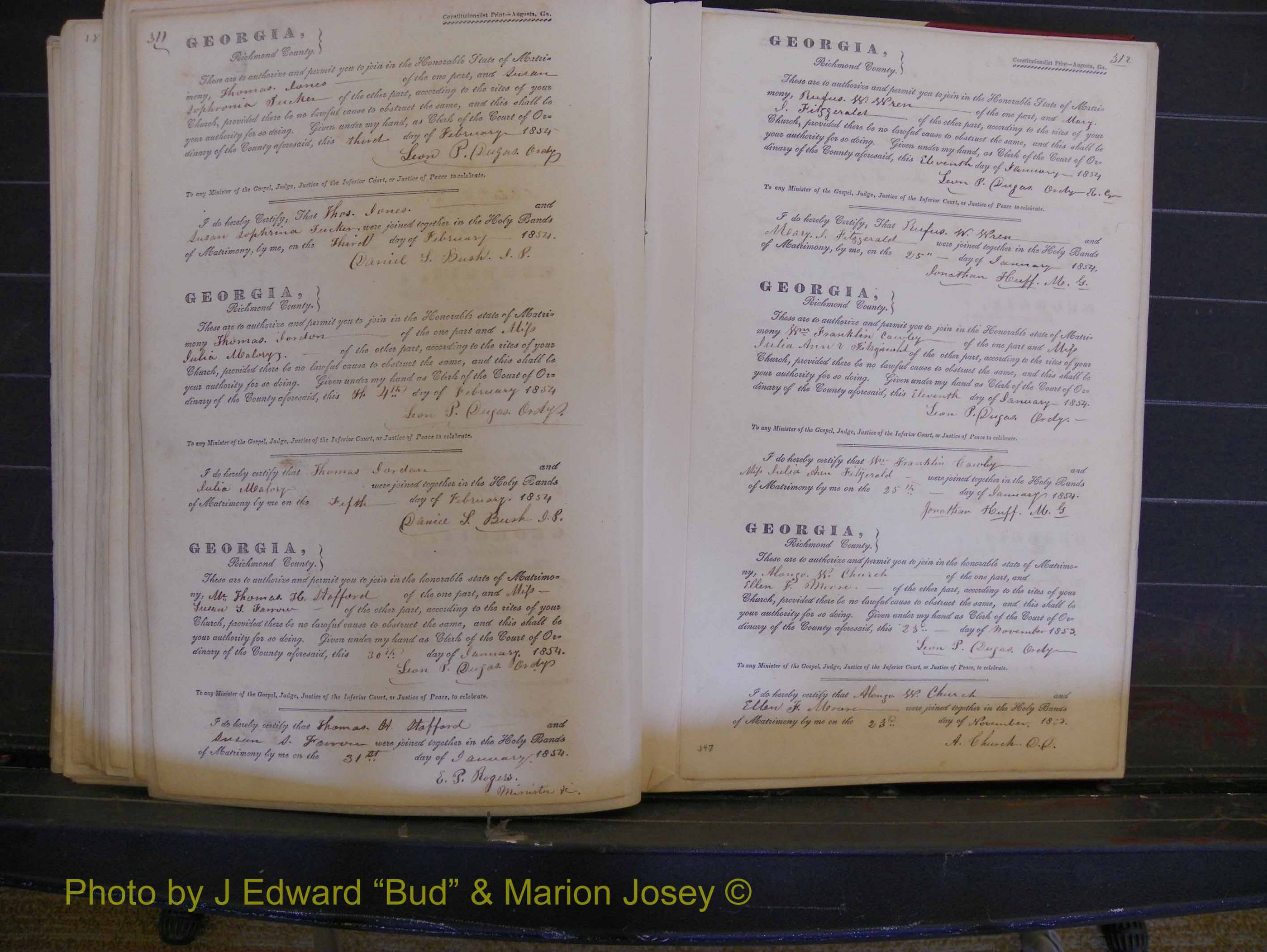 Richmond Marriages, Book B, 1839-1855 P 311-312.JPG