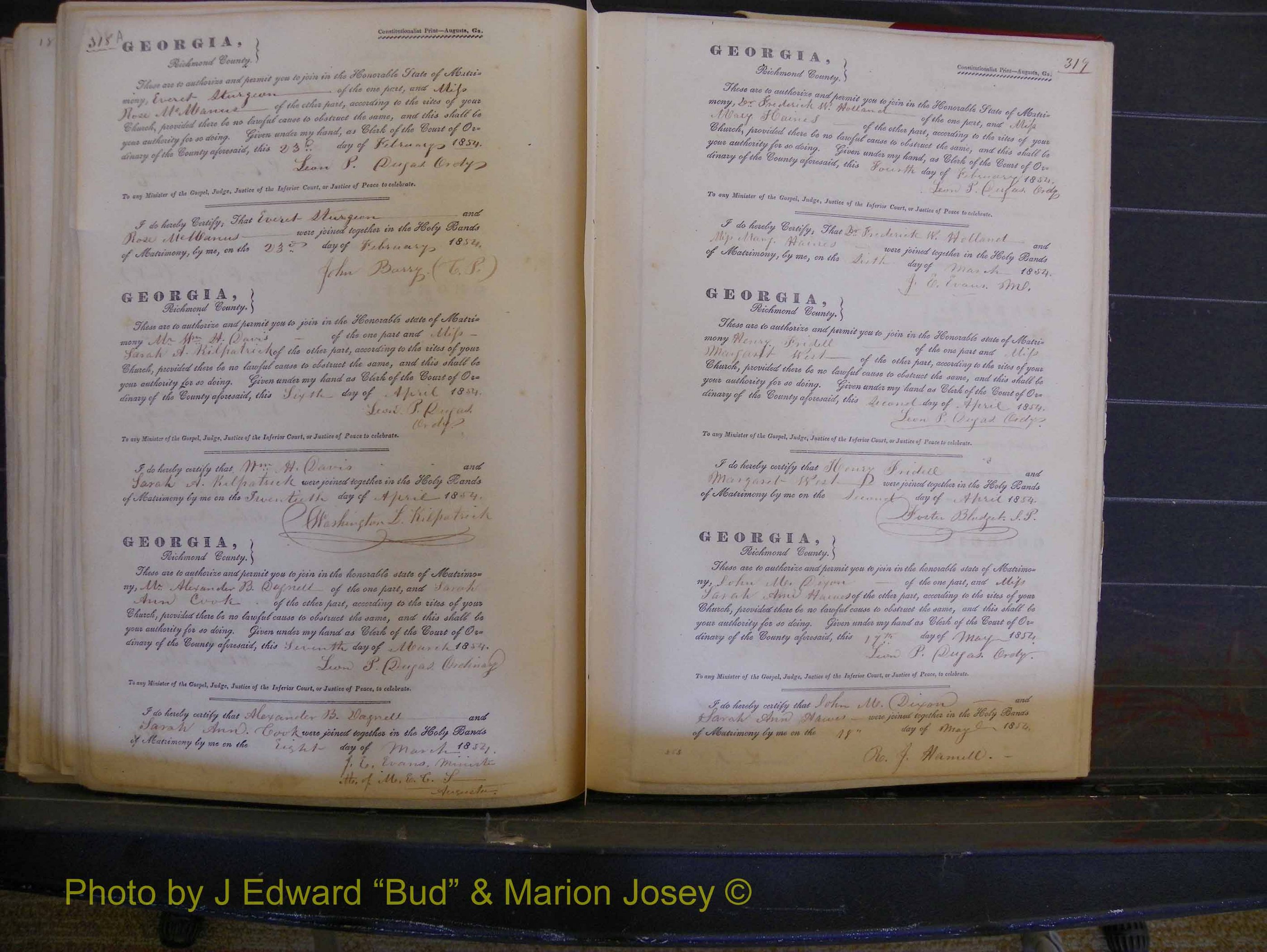 Richmond Marriages, Book B, 1839-1855 P 318a-319.JPG