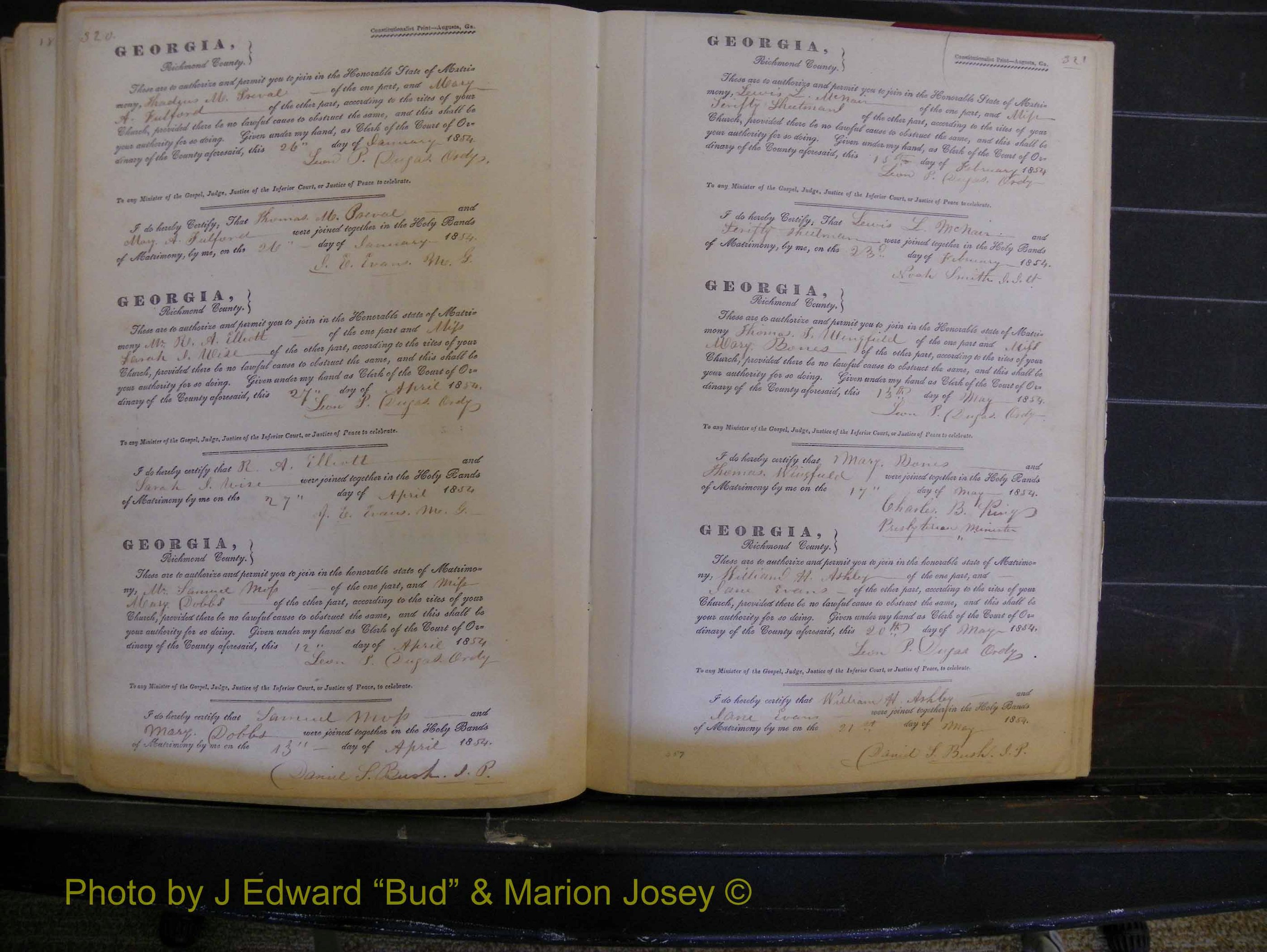 Richmond Marriages, Book B, 1839-1855 P 320-321.JPG