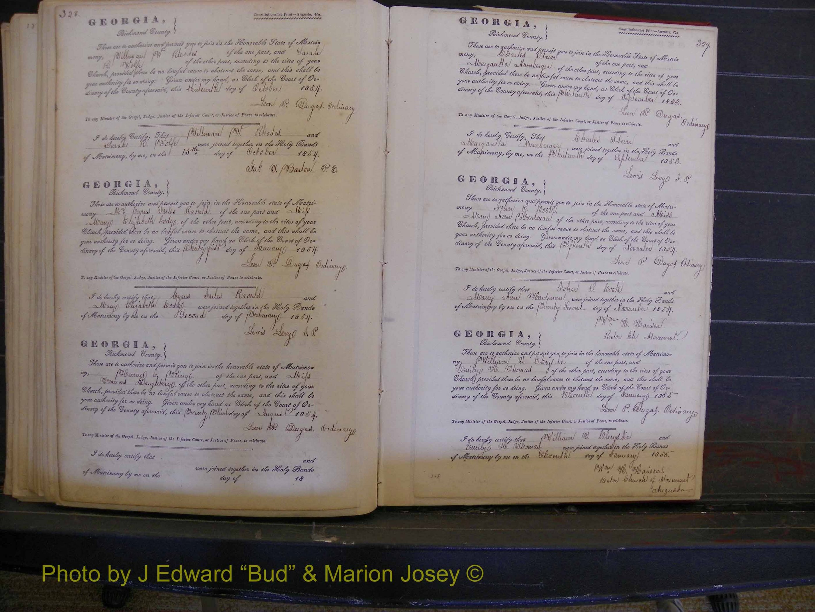 Richmond Marriages, Book B, 1839-1855 P 328-329.JPG