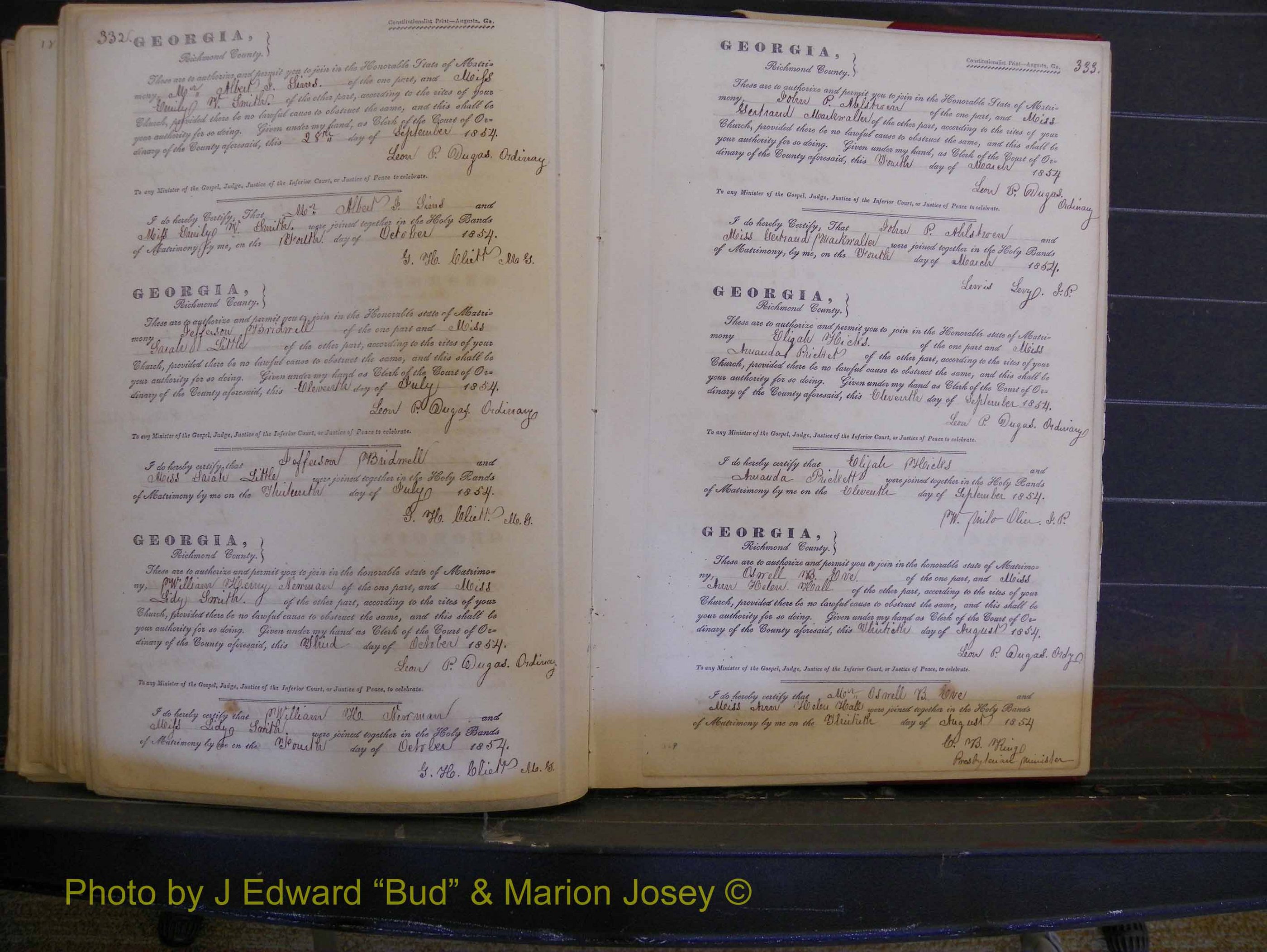 Richmond Marriages, Book B, 1839-1855 P 332-333.JPG