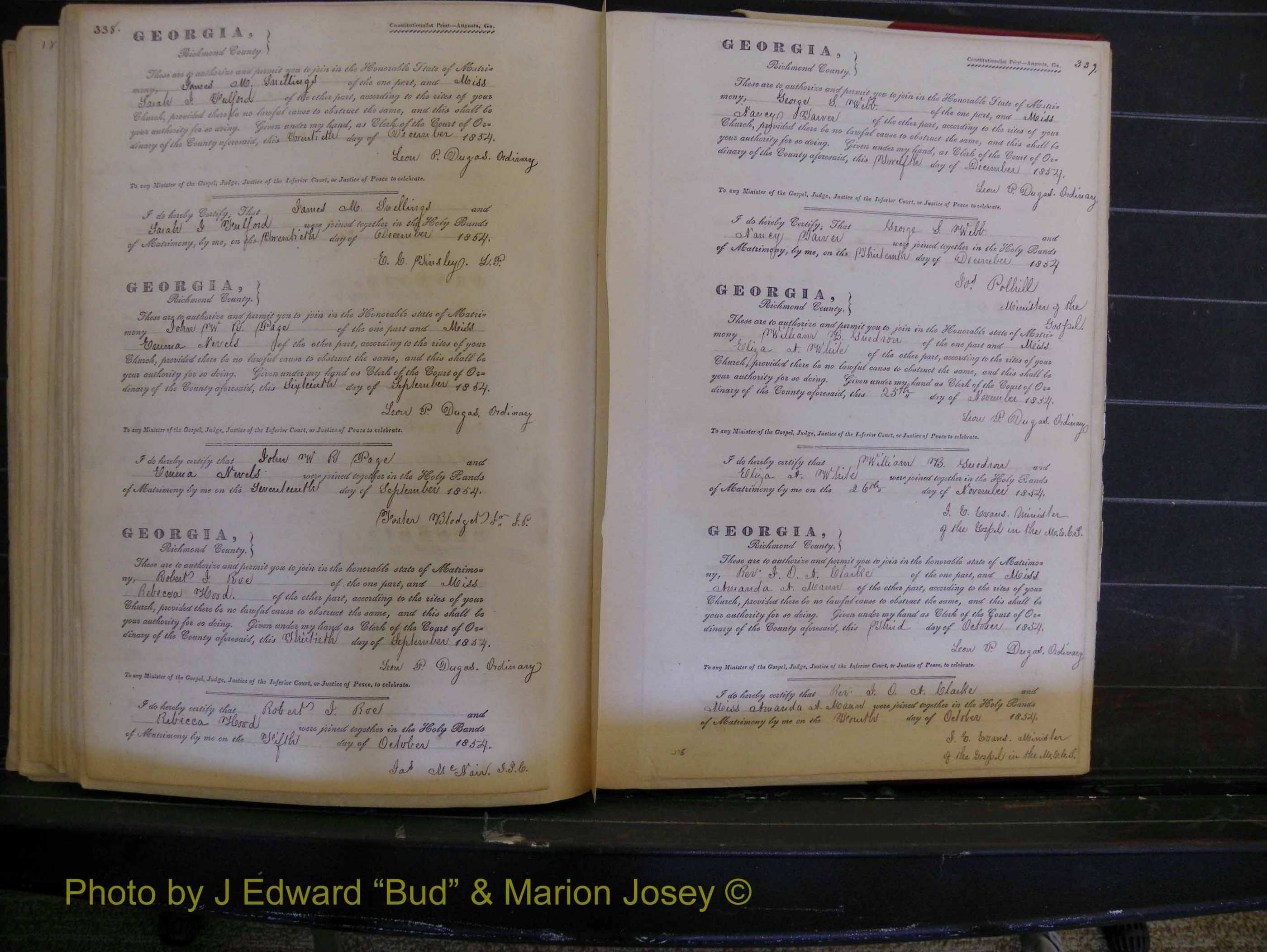 Richmond Marriages, Book B, 1839-1855 P 338-339.JPG