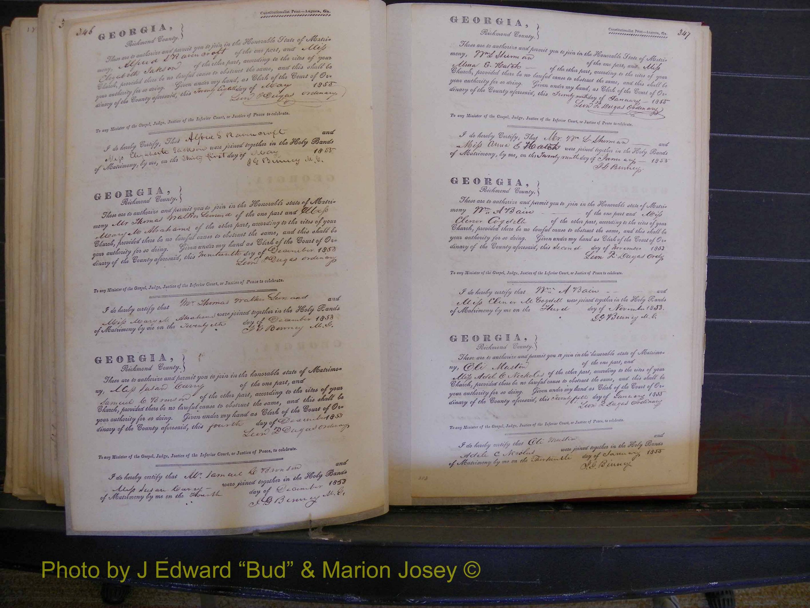 Richmond Marriages, Book B, 1839-1855 P 346-347.JPG