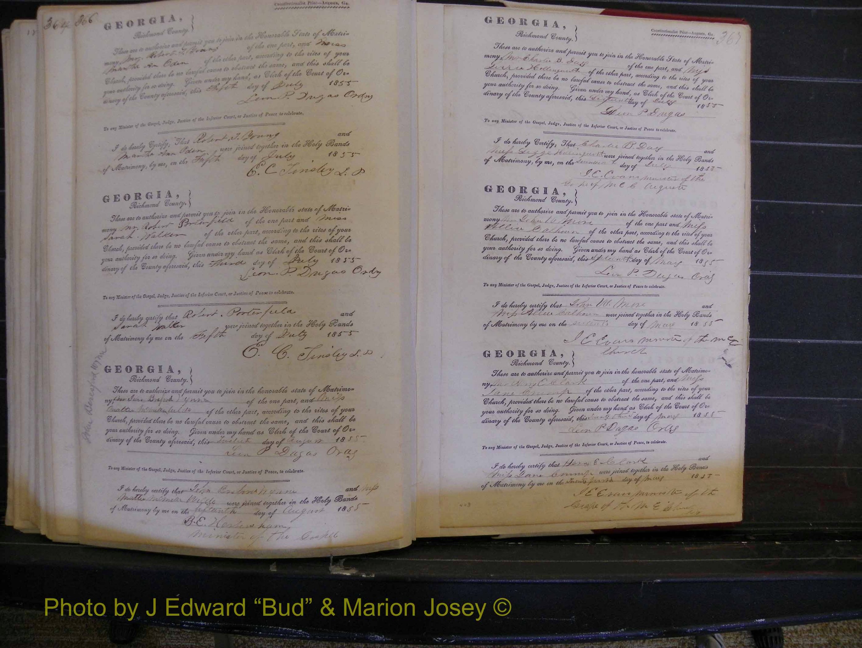 Richmond Marriages, Book B, 1839-1855 P 366-367.JPG