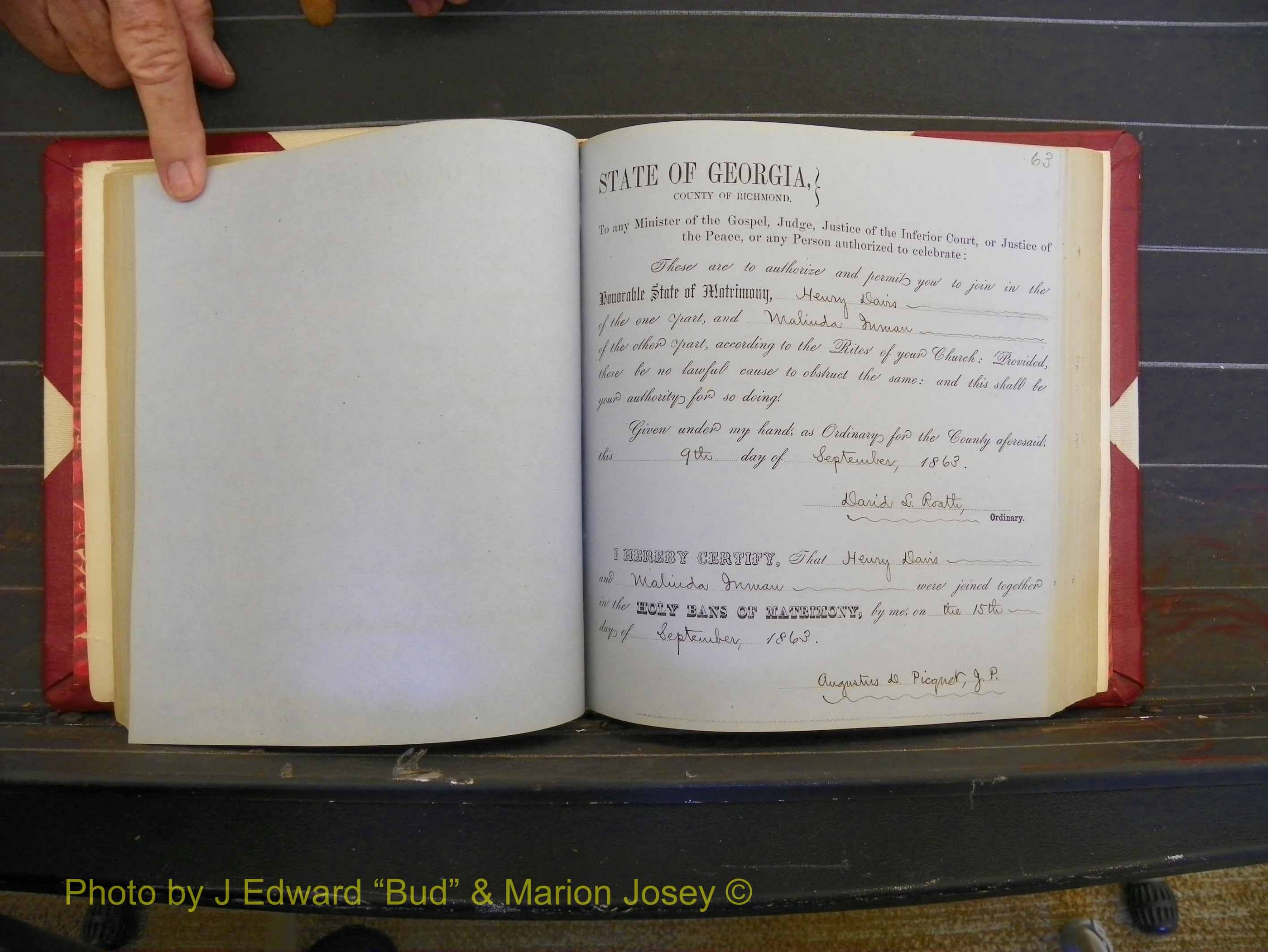 Richmond Marriages, Book D, 1863-1864 P 063.JPG