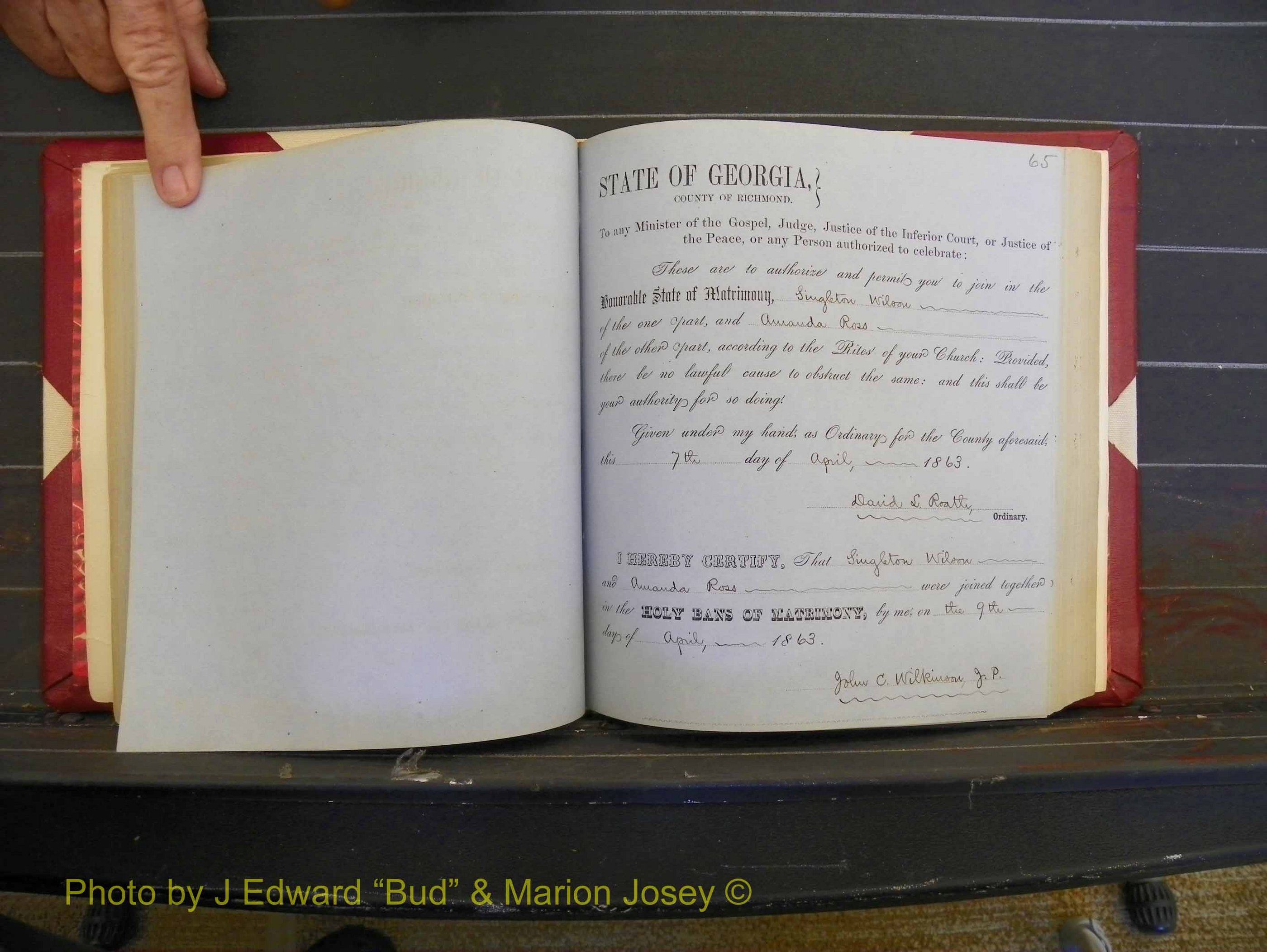 Richmond Marriages, Book D, 1863-1864 P 065.JPG