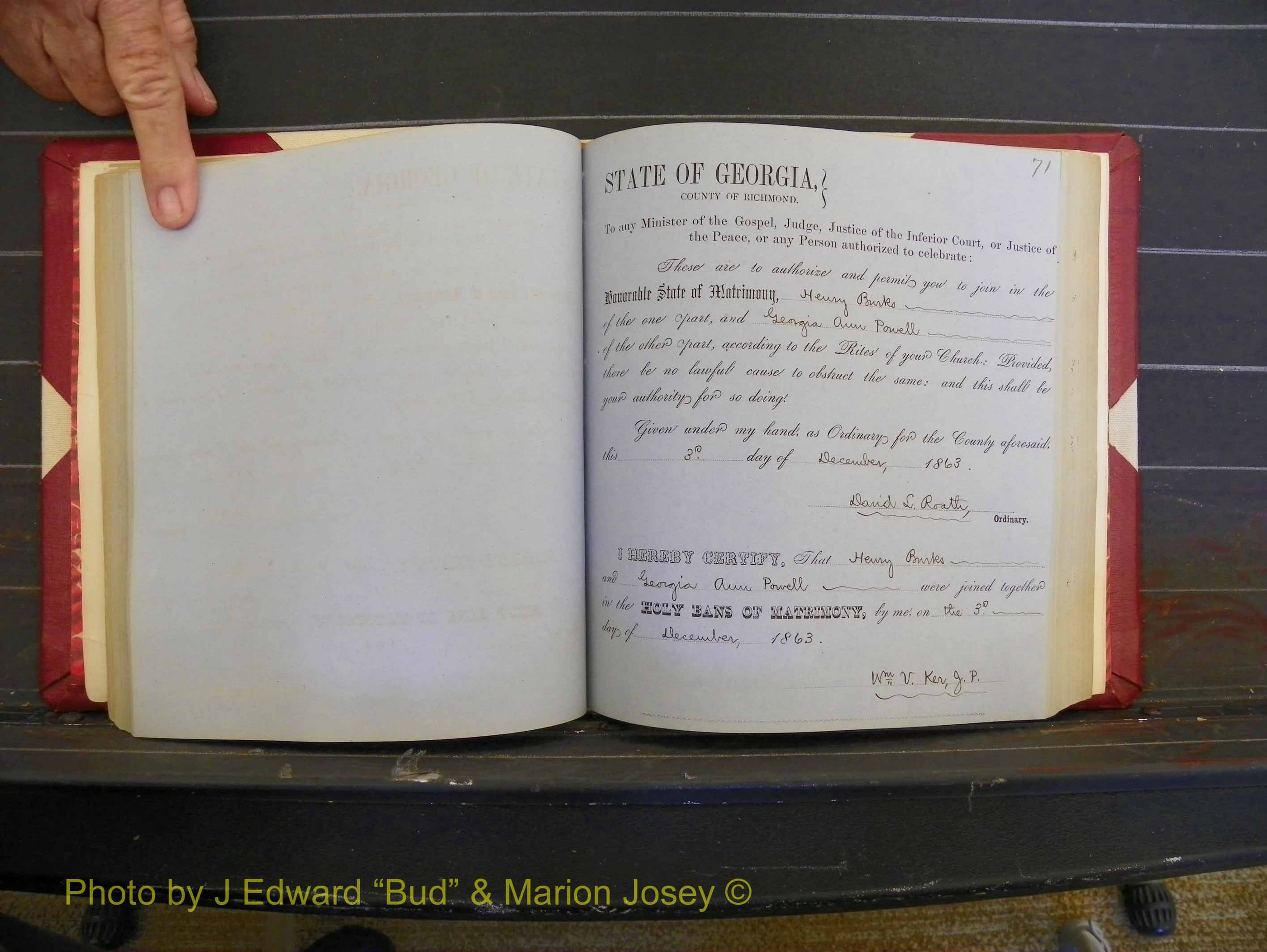 Richmond Marriages, Book D, 1863-1864 P 071.JPG
