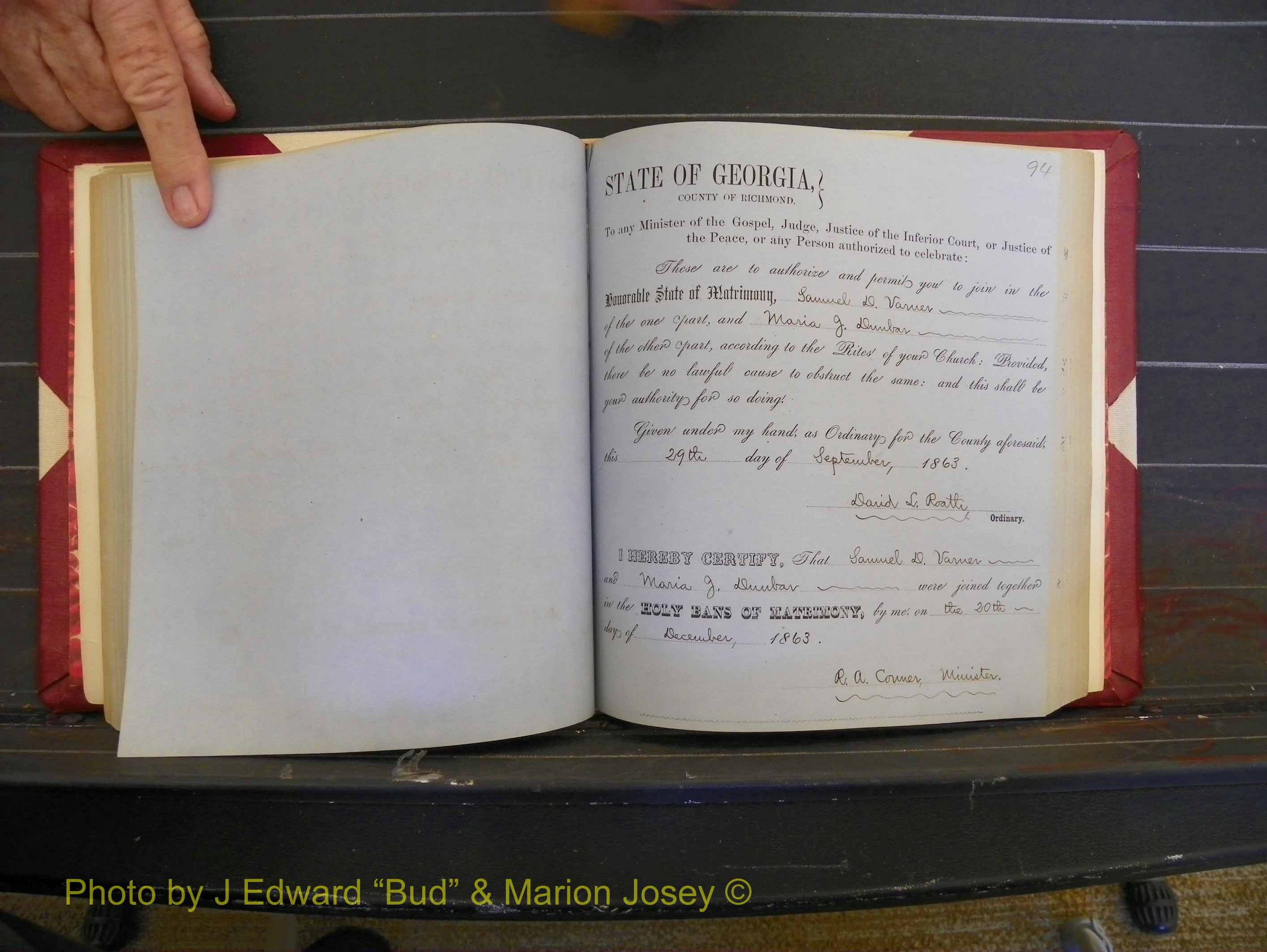Richmond Marriages, Book D, 1863-1864 P 094.JPG