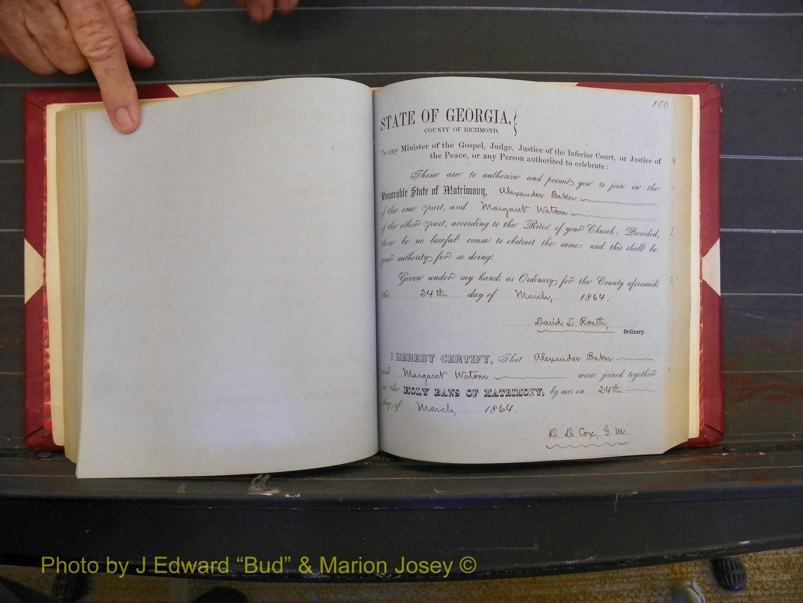 Richmond Marriages, Book D, 1863-1864 P 100.JPG