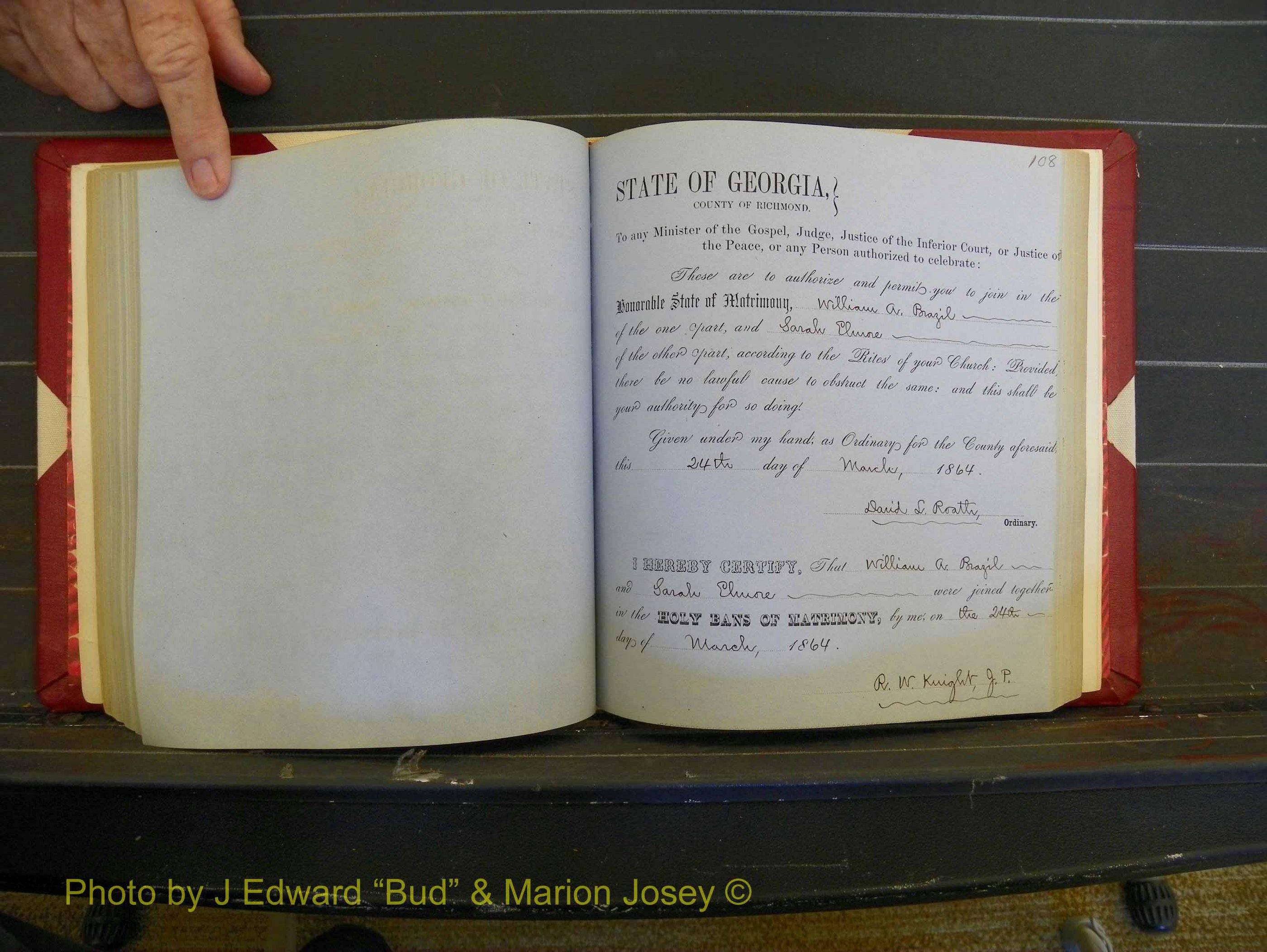 Richmond Marriages, Book D, 1863-1864 P 108.JPG
