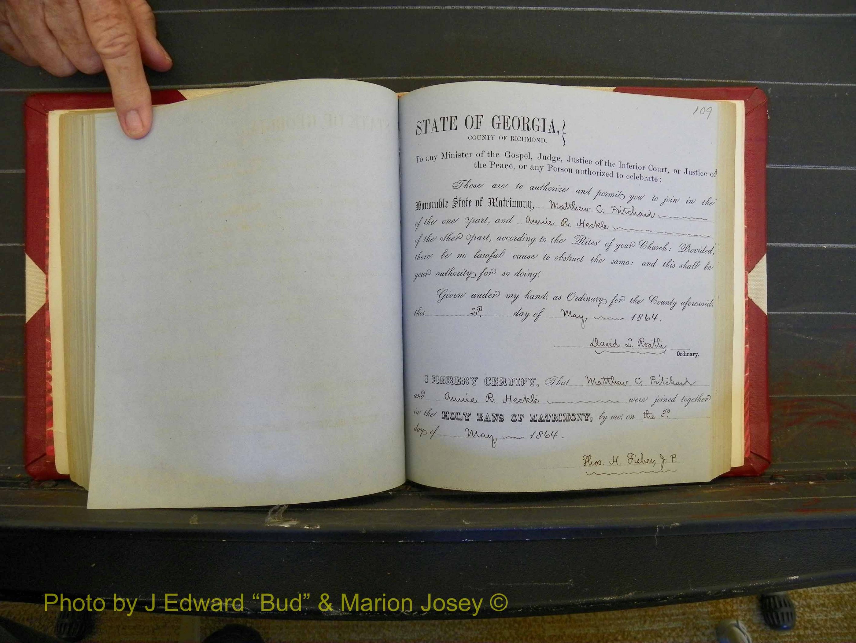 Richmond Marriages, Book D, 1863-1864 P 109.JPG