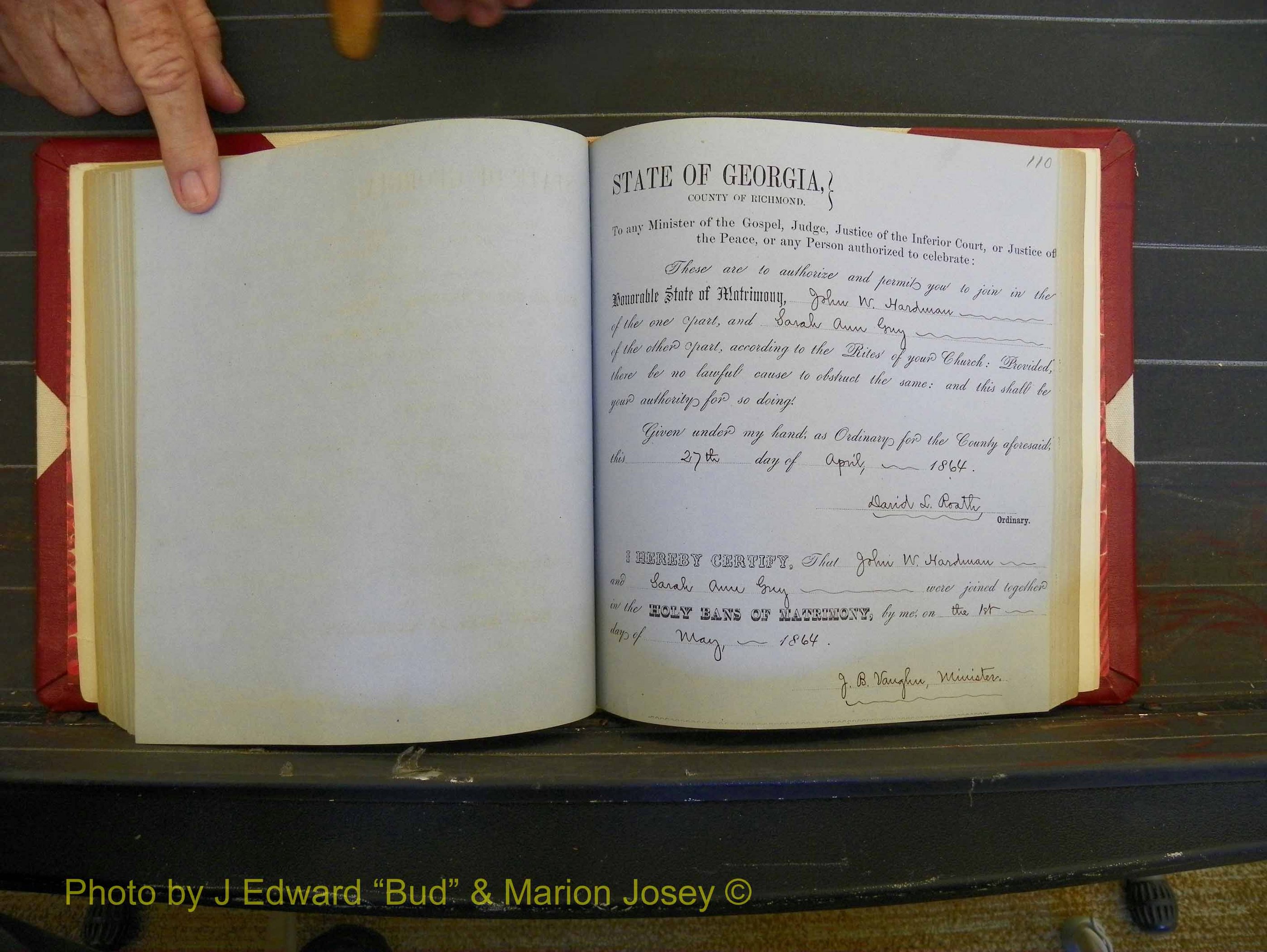 Richmond Marriages, Book D, 1863-1864 P 110.JPG