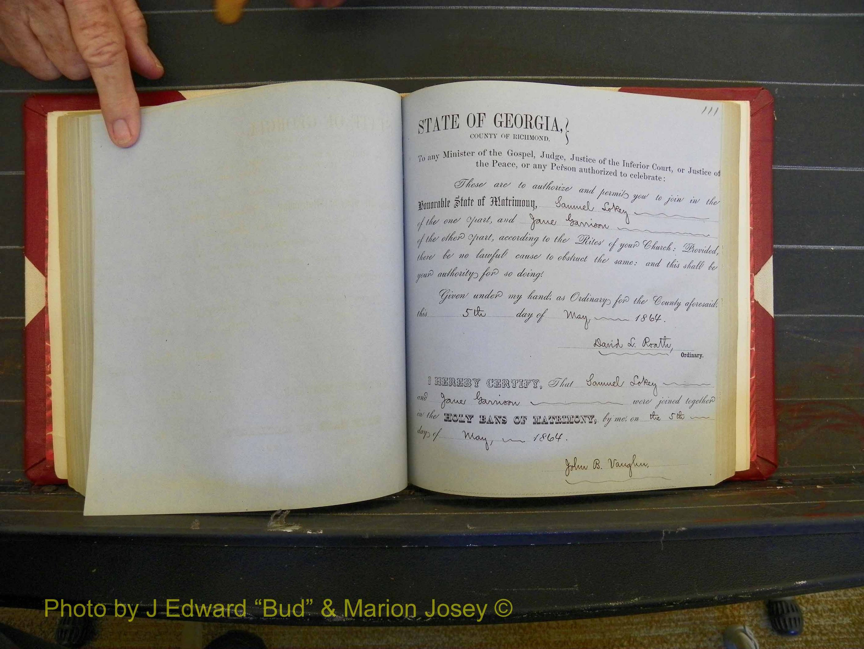 Richmond Marriages, Book D, 1863-1864 P 111.JPG